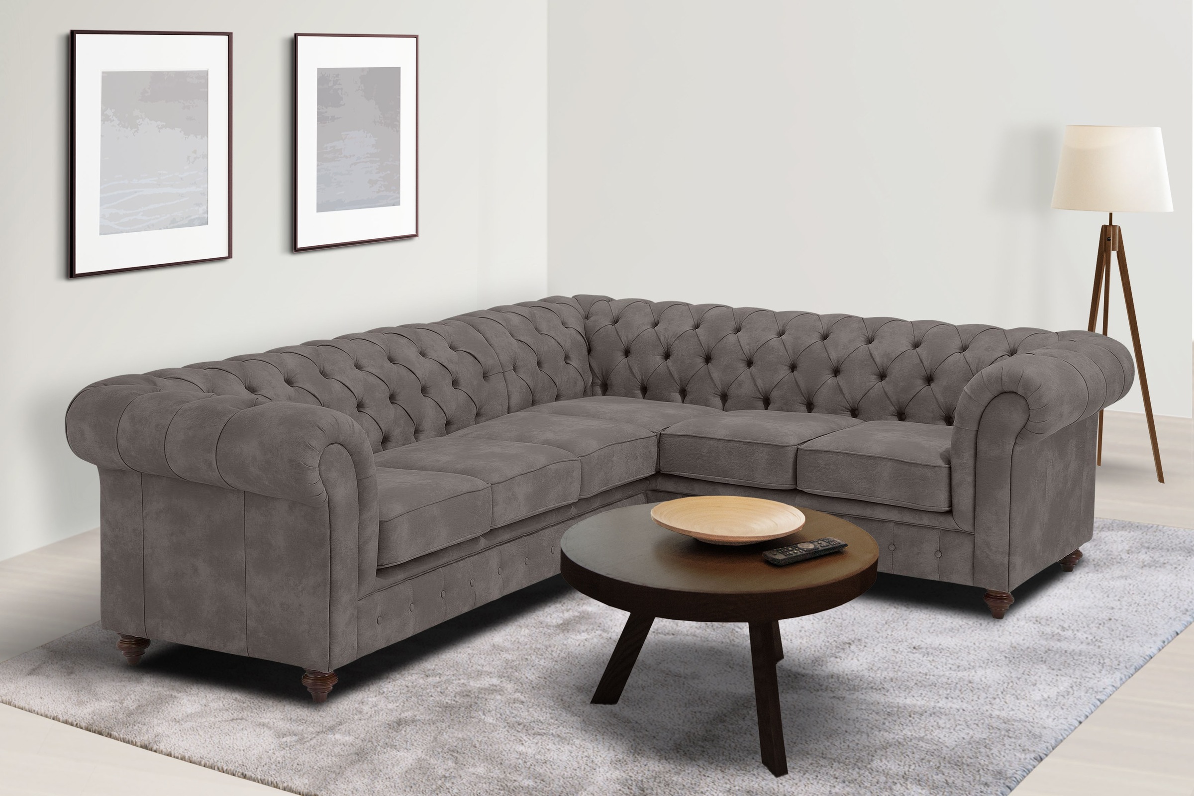 Home affaire Chesterfield-Sofa »Chesterfield Ecksofa, auch in Leder L-Form« günstig online kaufen