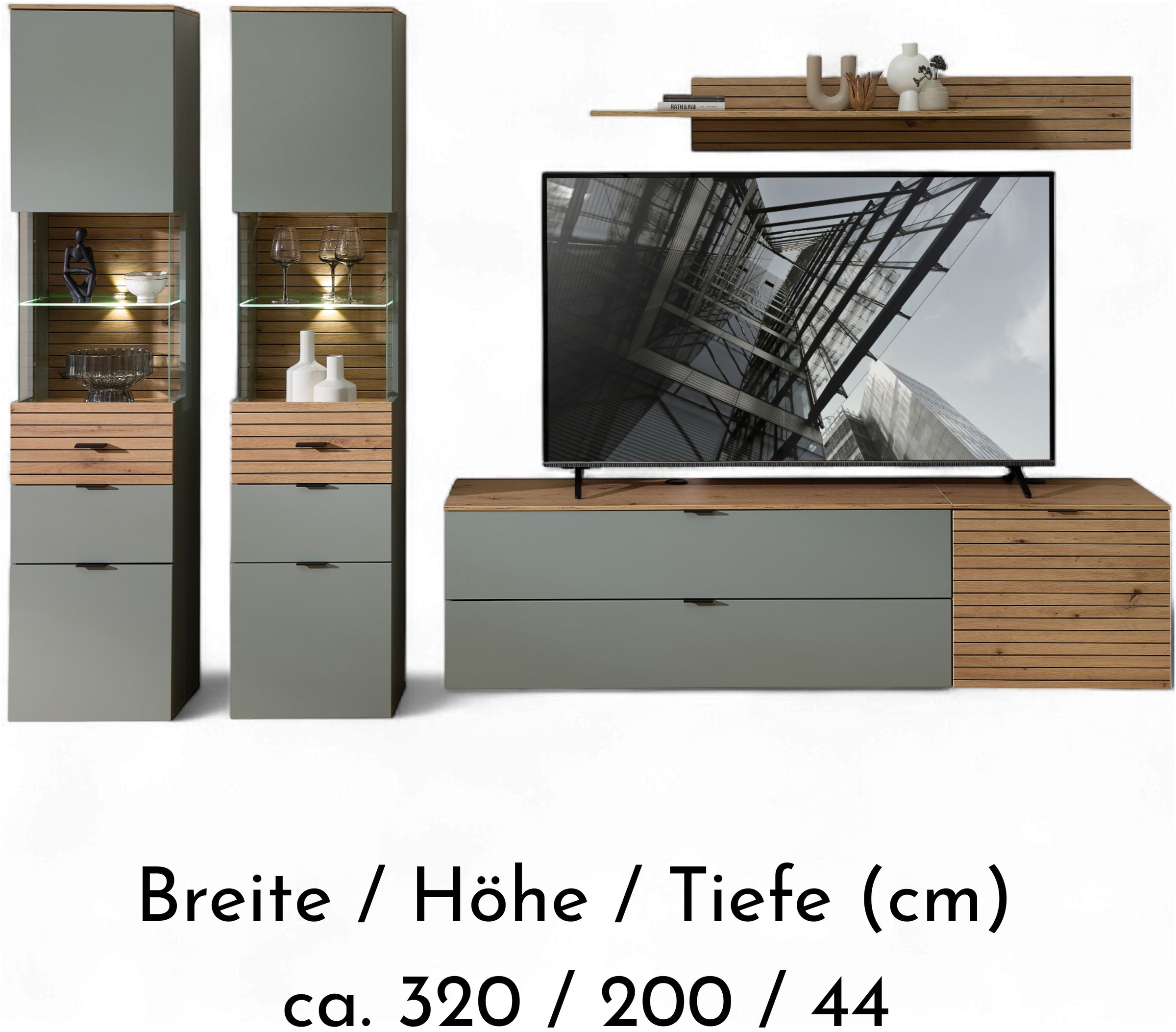 Innostyle Wohnwand »Ina Wohnwand, 320x200x40 cm (B/H/T)« 5 Stk. tlg.