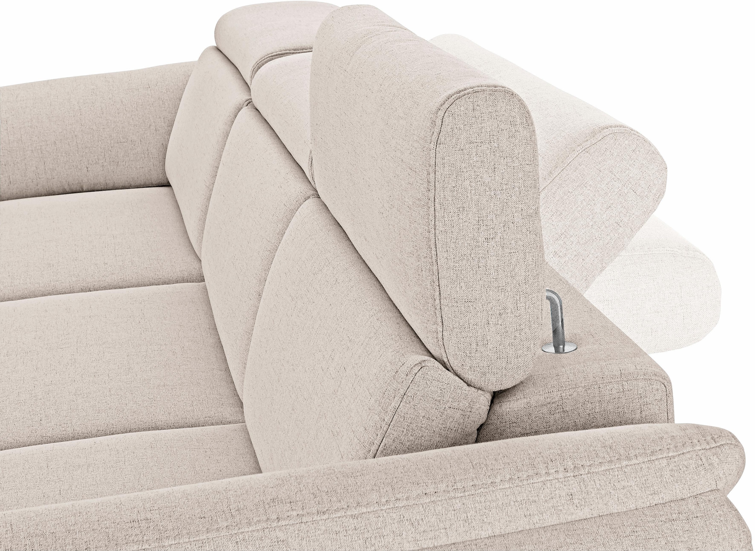 sit&more Ecksofa »Avignon L-Form«, Kopfteilverstellung, wahlweise mit Bettfunktion und Bettkasten