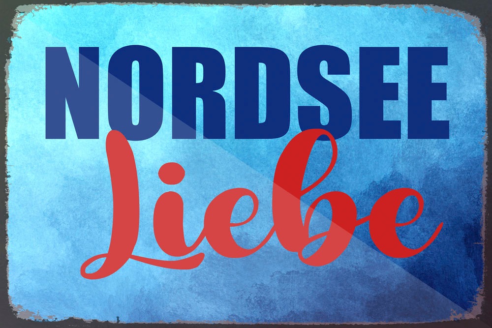 queence Metallbild »geliebte Nordsee«, Schriftzüge-Schriftzug-Meer-Strand, (1 St.), Stahlschild, Blechschild, Sprüche, Texte, Fernweh