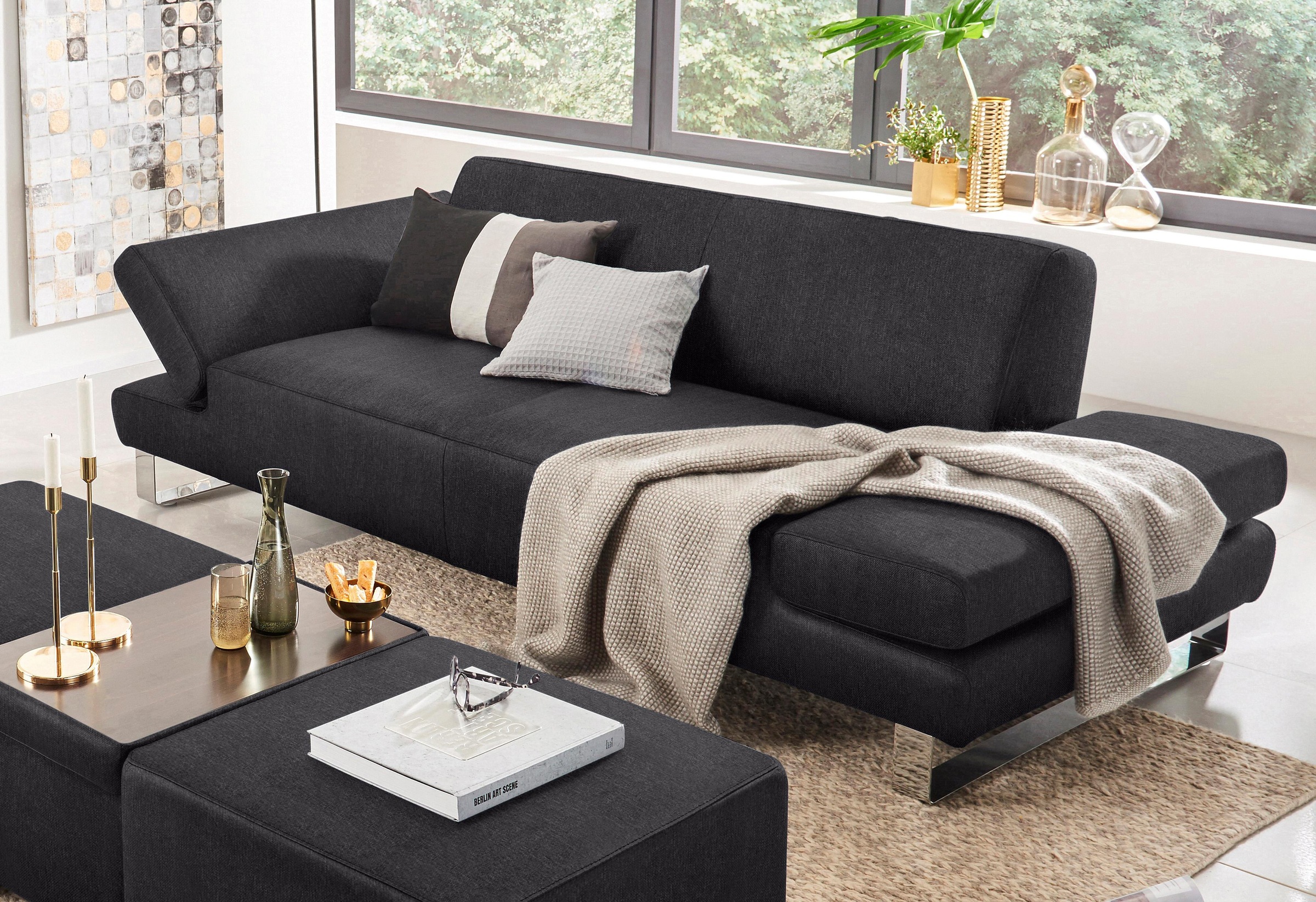 W.SCHILLIG 3-Sitzer »taboo Designsofa mit hohem Sitzkomfort«, mit Übertiefe, inklusive Armlehnenverstellung