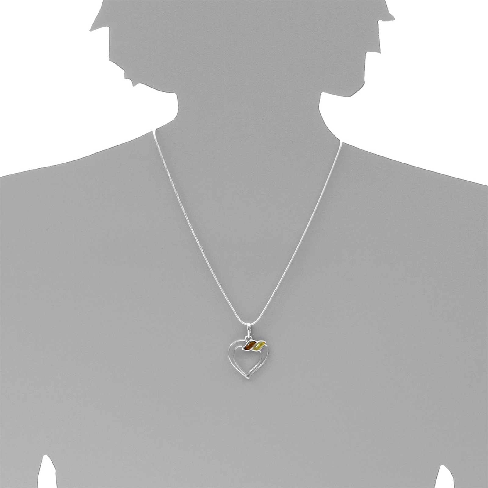 OSTSEE-SCHMUCK Kette mit Anhänger »Ostsee-Schmuck Kette mit Anhänger Herz Kette mit Anhänger Herz«, (2 tlg.)