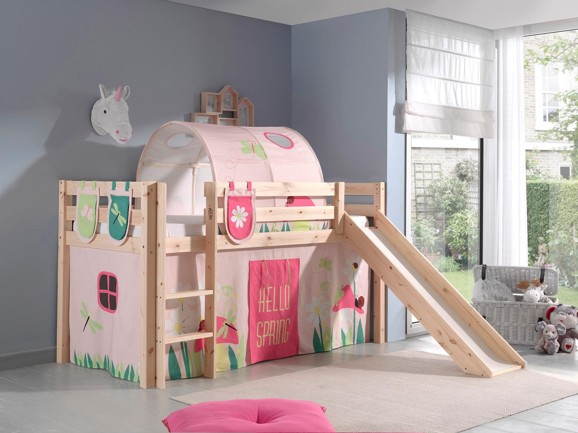 Vipack Hochbett "Pino, Spielbett massiv Kiefer, stabil gebaut, 3 Korpusfarb günstig online kaufen
