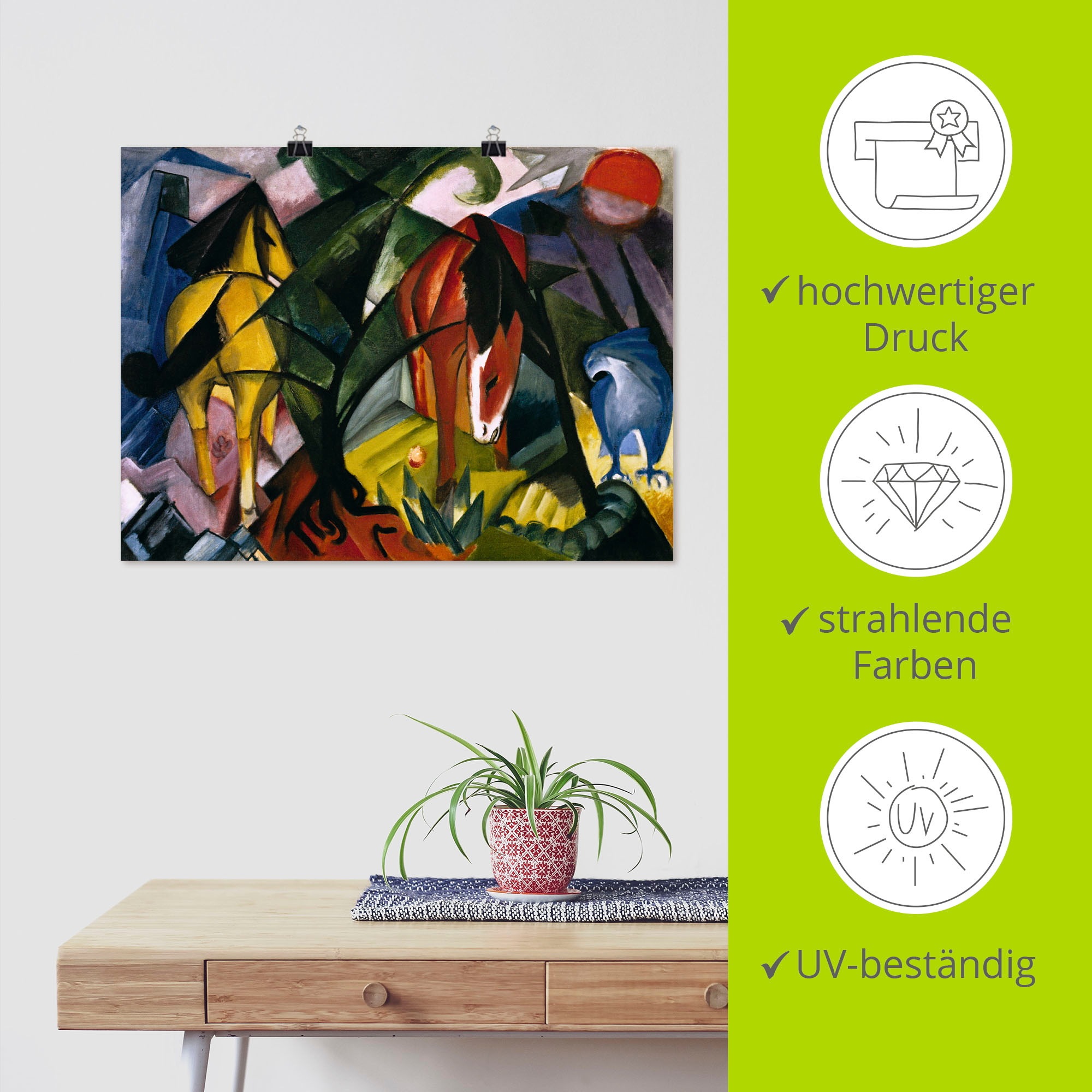 Artland Wandbild »Pferde und Adler. 1912«, Haustiere, (1 St.), als Leinwandbild, Poster in verschied. Größen