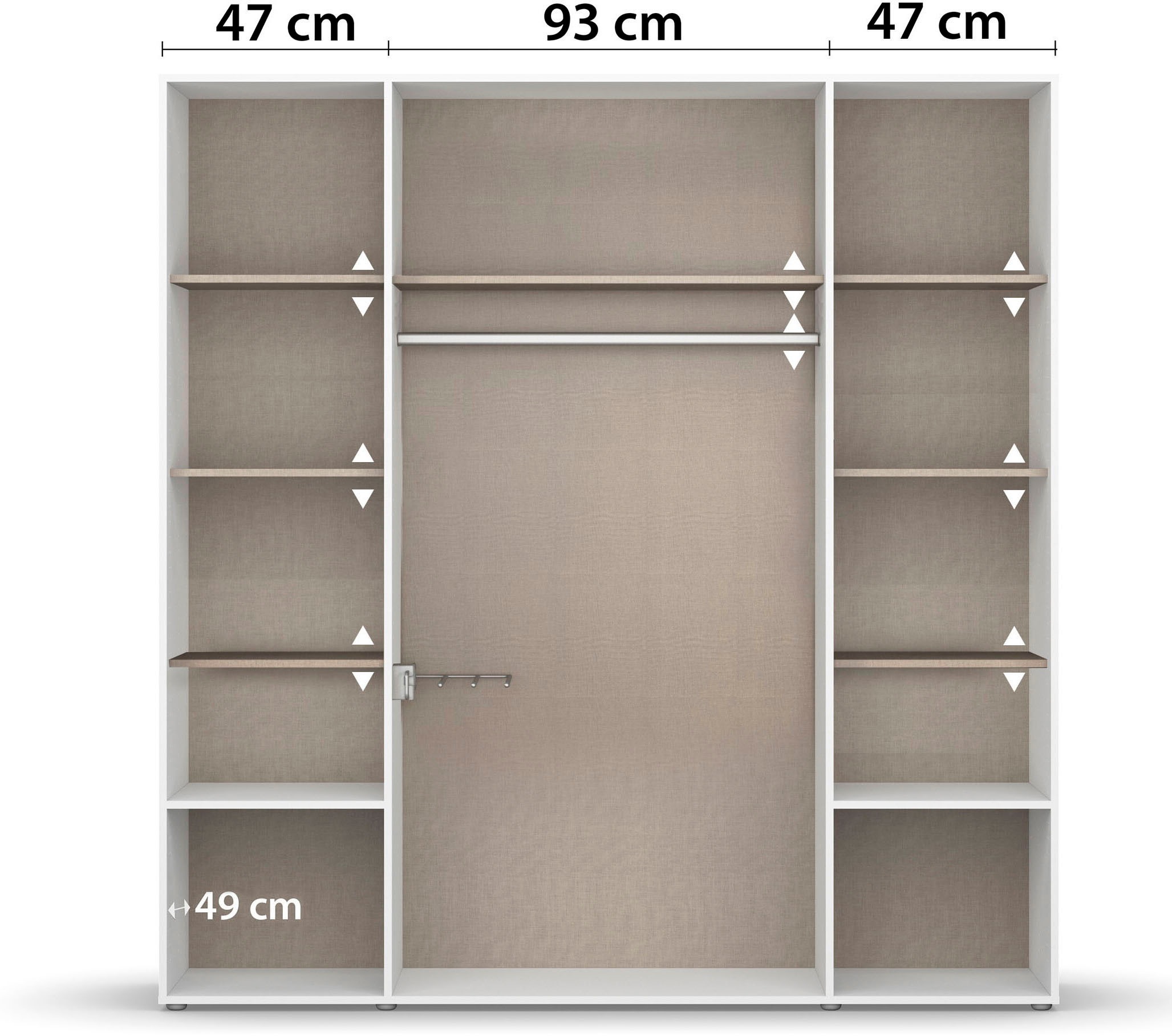 rauch Drehtürenschrank »Kleiderschrank Schrank Garderobe Wäscheschrank NAGATA mit Spiegel«, (in 3 verschiedenen Ausstattungen BASIC/CLASSIC/PREMIUM), und Schubladen sowie Stangengriffen TOPSELLER MADE IN GERMANY