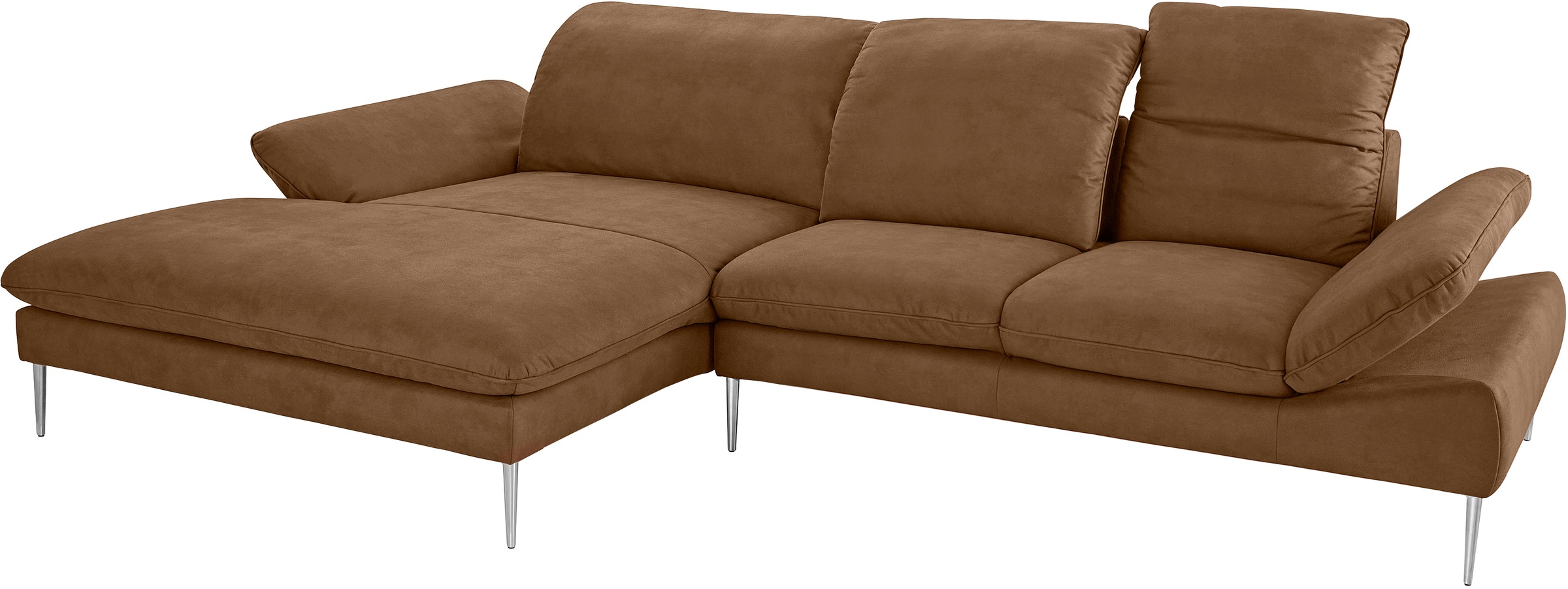 W.SCHILLIG Ecksofa »enjoy&MORE, Designsofa, bequem, zeitlos und elegant, L-Form«, mit Sitztiefenverstellung, Füße Chrom glänzend, Breite 340 cm