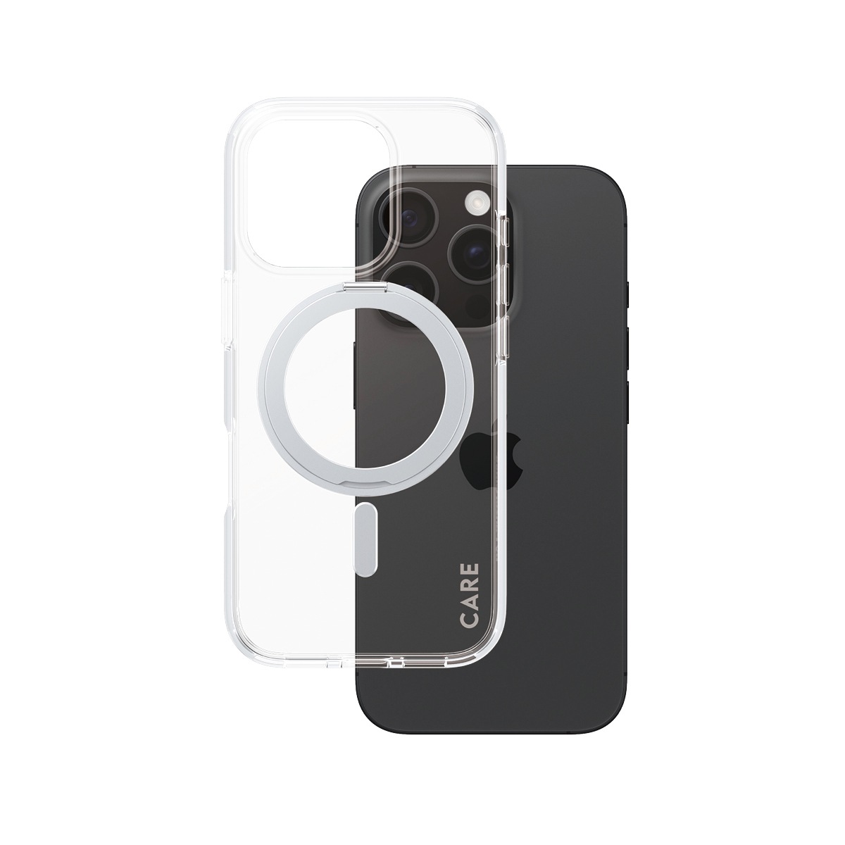 CARE by PanzerGlass Handyhülle »Feature Silver Kickstand MagSafe Apple iPhone 16 Pro«, Backcover, Schutzhülle, Handyschutzhülle, Case, Schutzcase, stoßfest