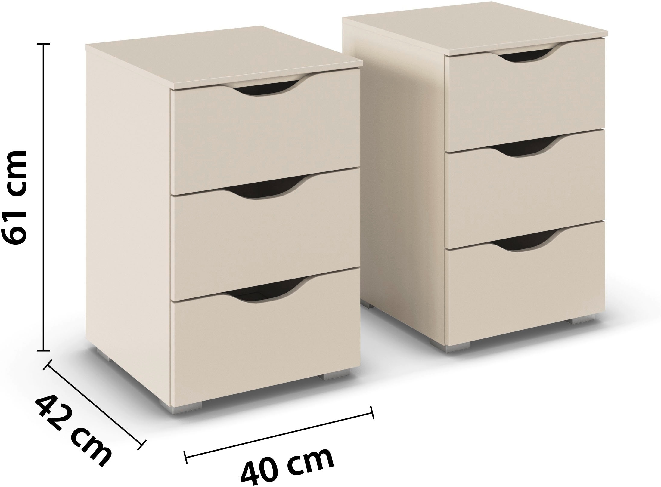 rauch Nachtkommode »Nachttisch Nachtschrank Nachtkonsole MARLENE Griffmulden Landhausstil«, (2 St., Breite jeweils 40 cm), mit je 3 geräumigen Schubladen und Soft-Close-Funktion MADE IN GERMANY