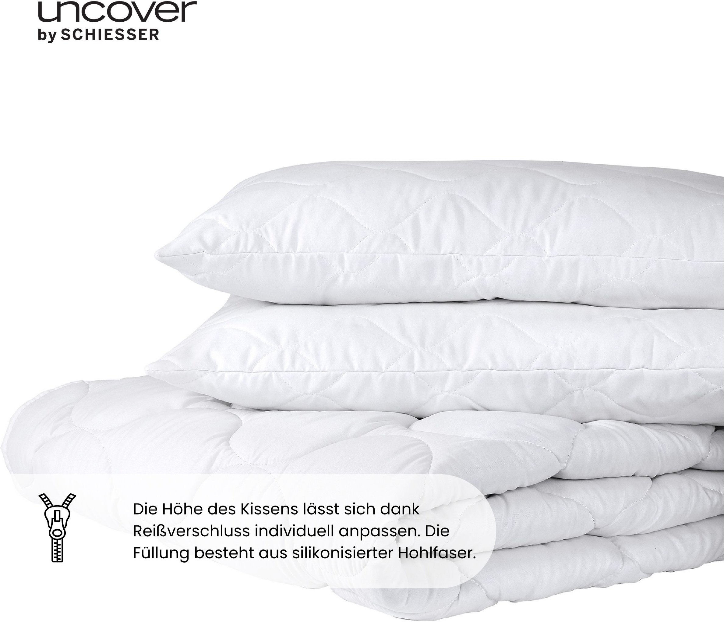 uncover by SCHIESSER Microfaserbettdecke »Chelsea aus pflegeleichter Mikrofaser individuell anpassbare Füllung« normal 1 Stk. tlg. Faserfüllung aus recyceltem Polyester