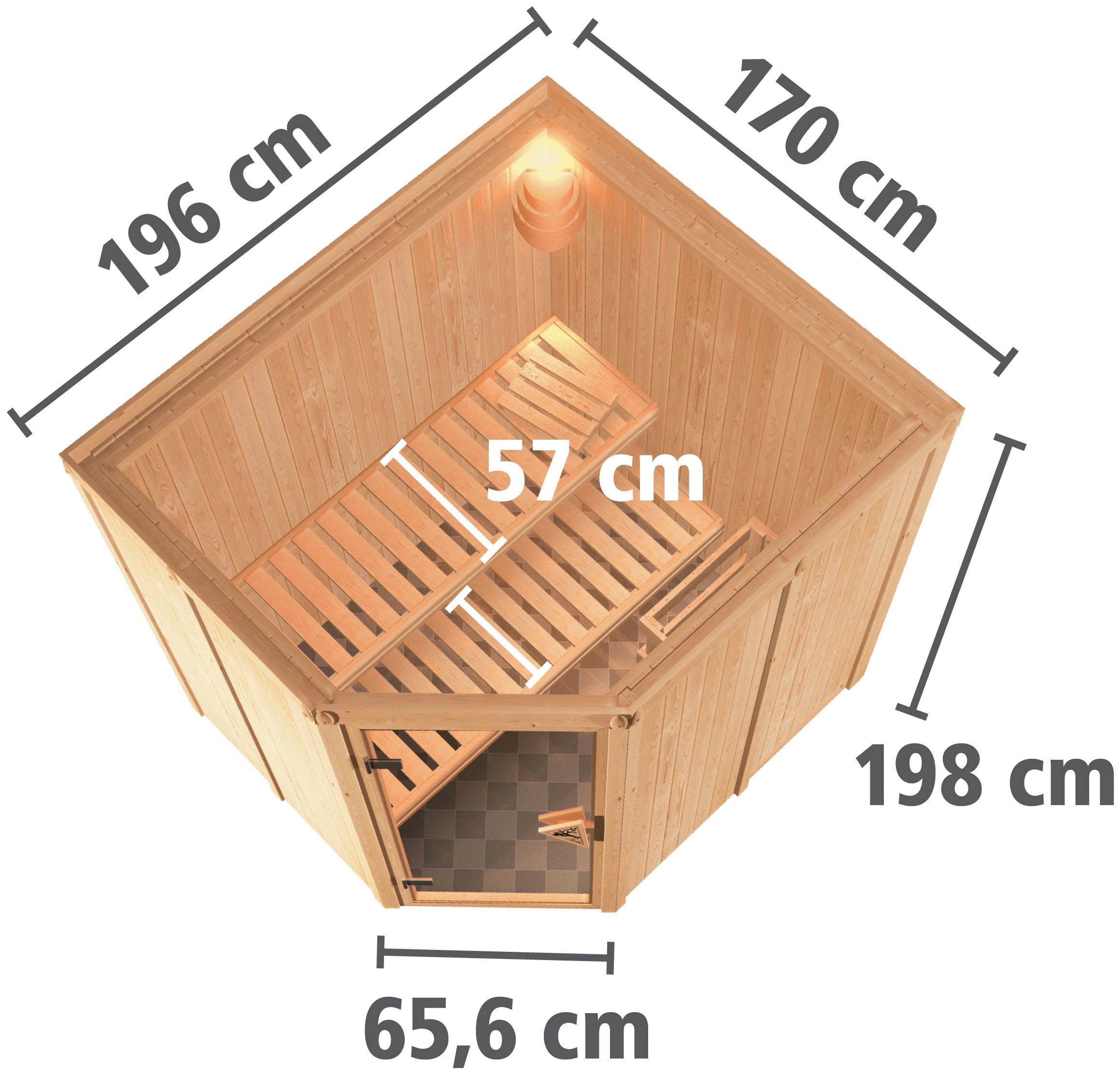 Karibu Sauna »Siirin«, 9 KW-Ofen mit externer Steuerung