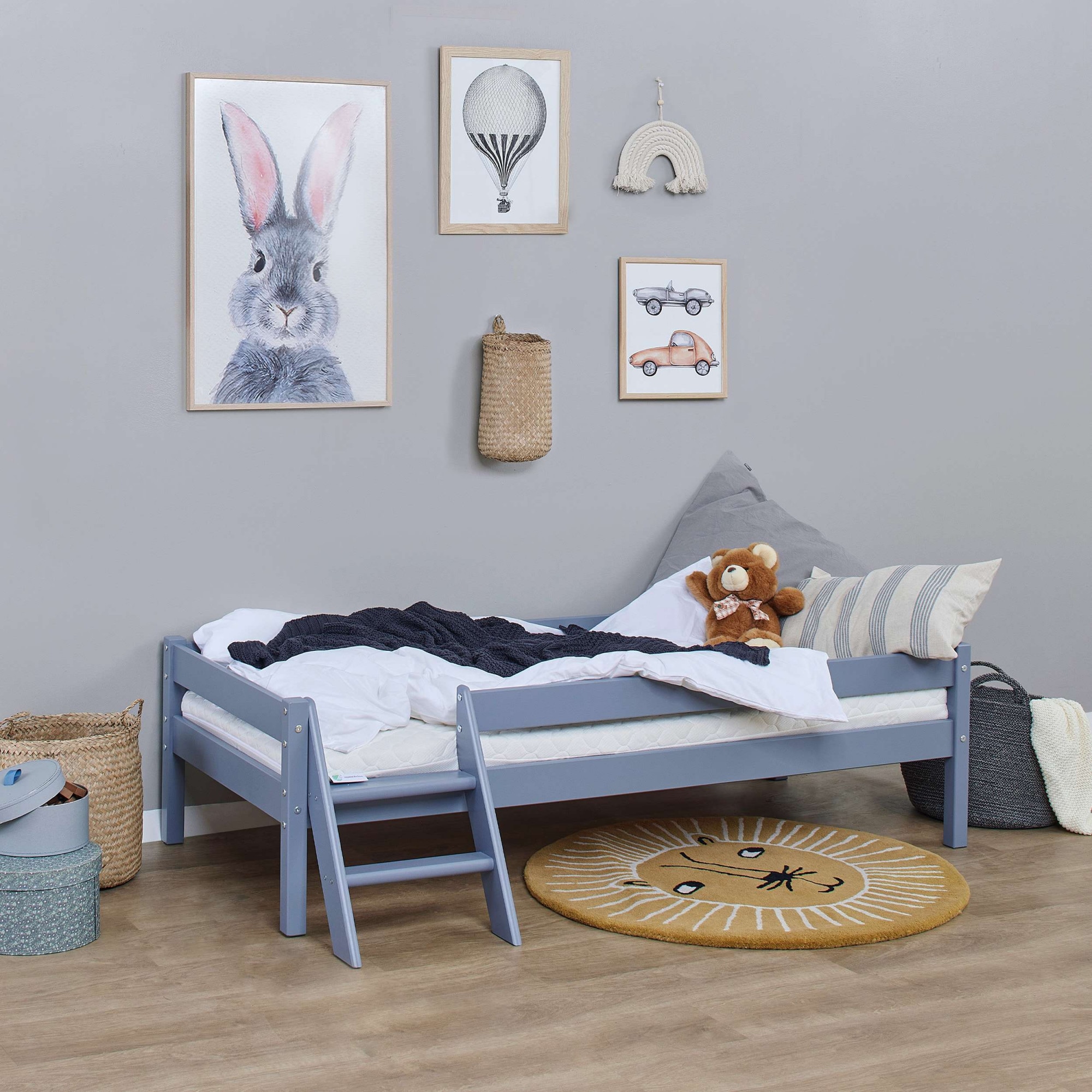 Lüttenhütt Jugendbett »ECO One«, Kinderbett mit Rausfallschutz und Leiter, 3 Farben/Matratze wählbar