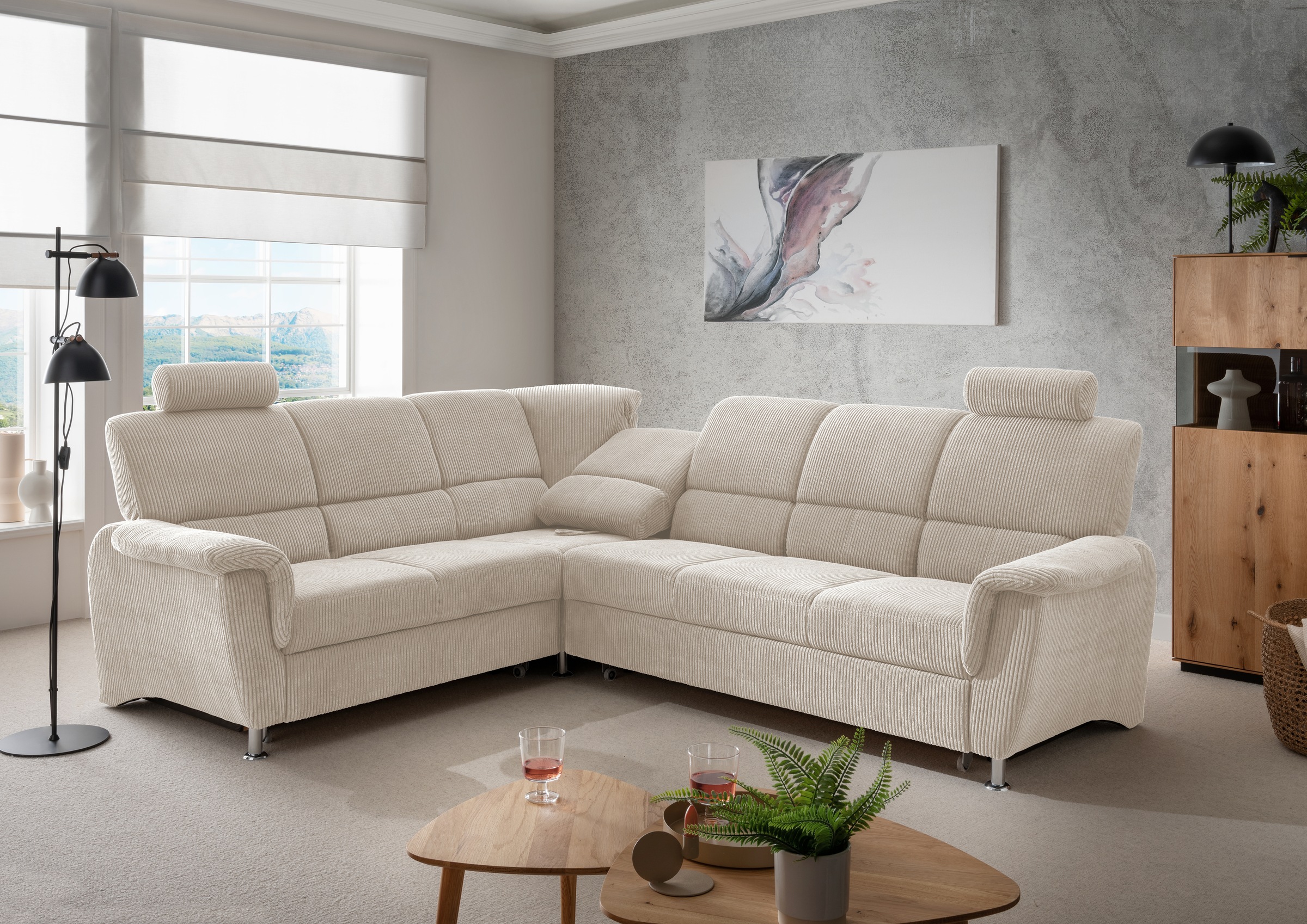 Home affaire Ecksofa »Pisa L-Form, mit Schlaffunktion, Stauraum, 2x höhenve günstig online kaufen