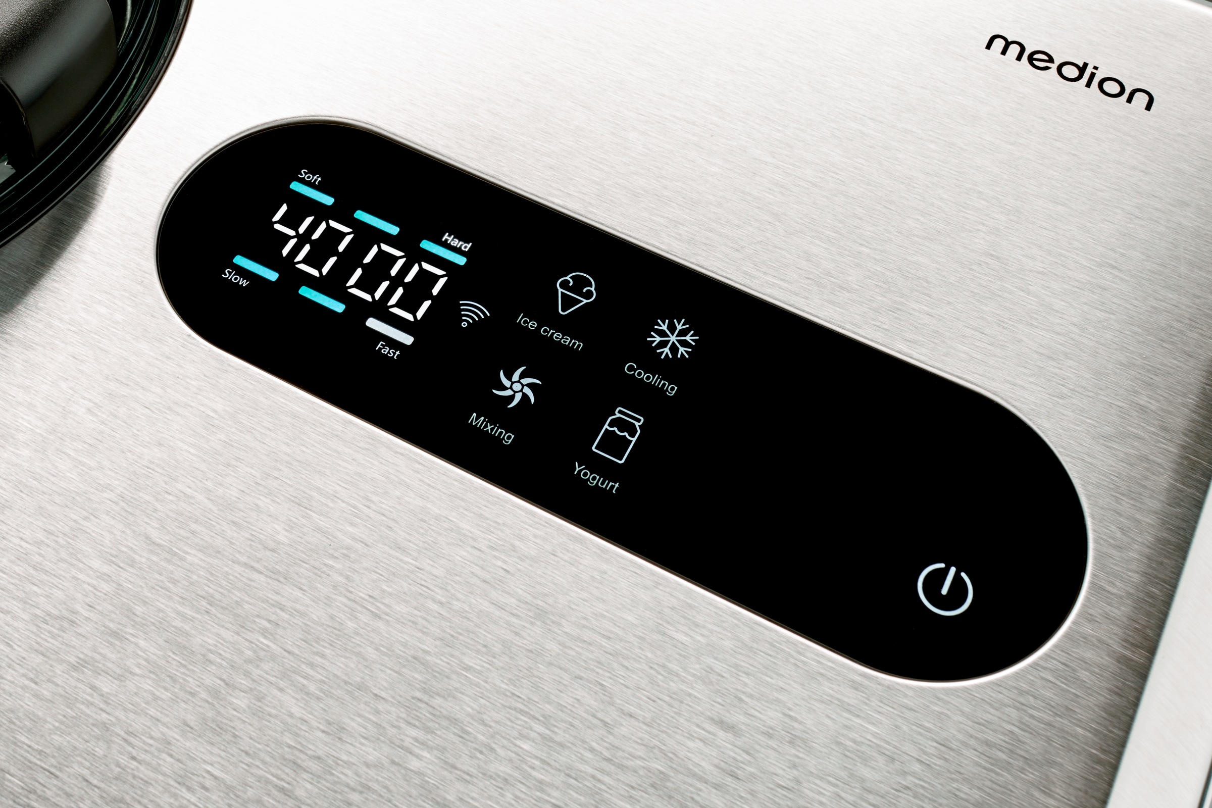 Medion® Eismaschine »MD 12170, 2 L Kapazität, integrierter Kompressor, Smartphonesteuerung«, 220 W, Herausnehmbarer Edelstahl-Eisbehälter, Sensor-Touch-LED-Display