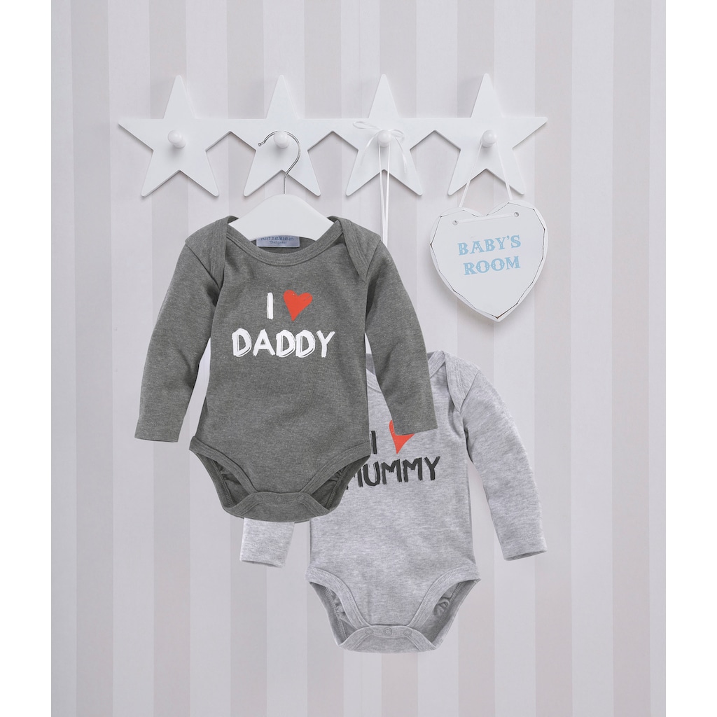 Klitzeklein Langarmbody »Mummy & Daddy«, (Packung, 2 tlg.)