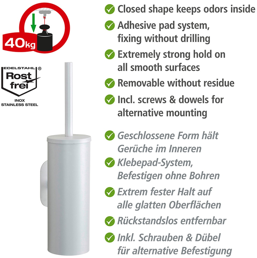 WENKO WC-Garnitur »Turbo-Loc® Modell Orea«, aus Edelstahl, mit Klobürste, Wandbefestigung ohne Bohren, rostfreier Edelstahl