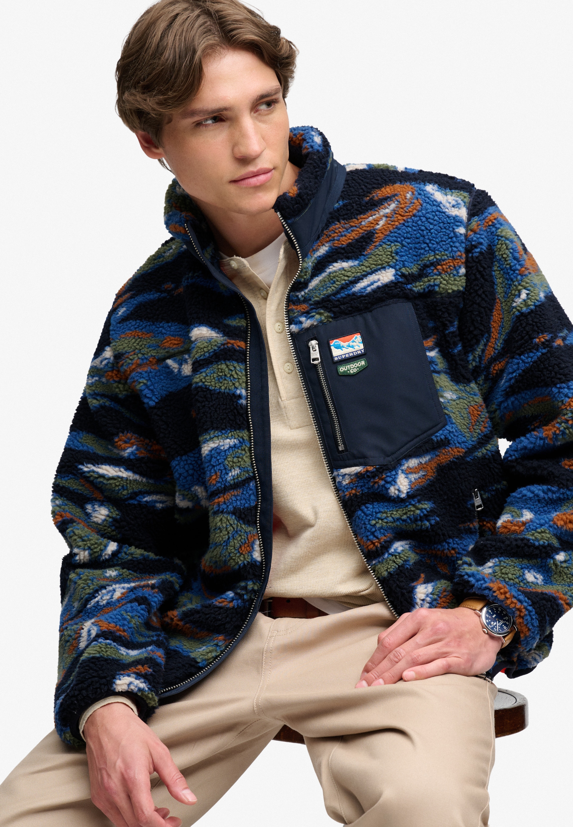 Superdry Sweatjacke »TERRAIN FLEECE ZIP THRU« Kunstfaser, relaxed fit
