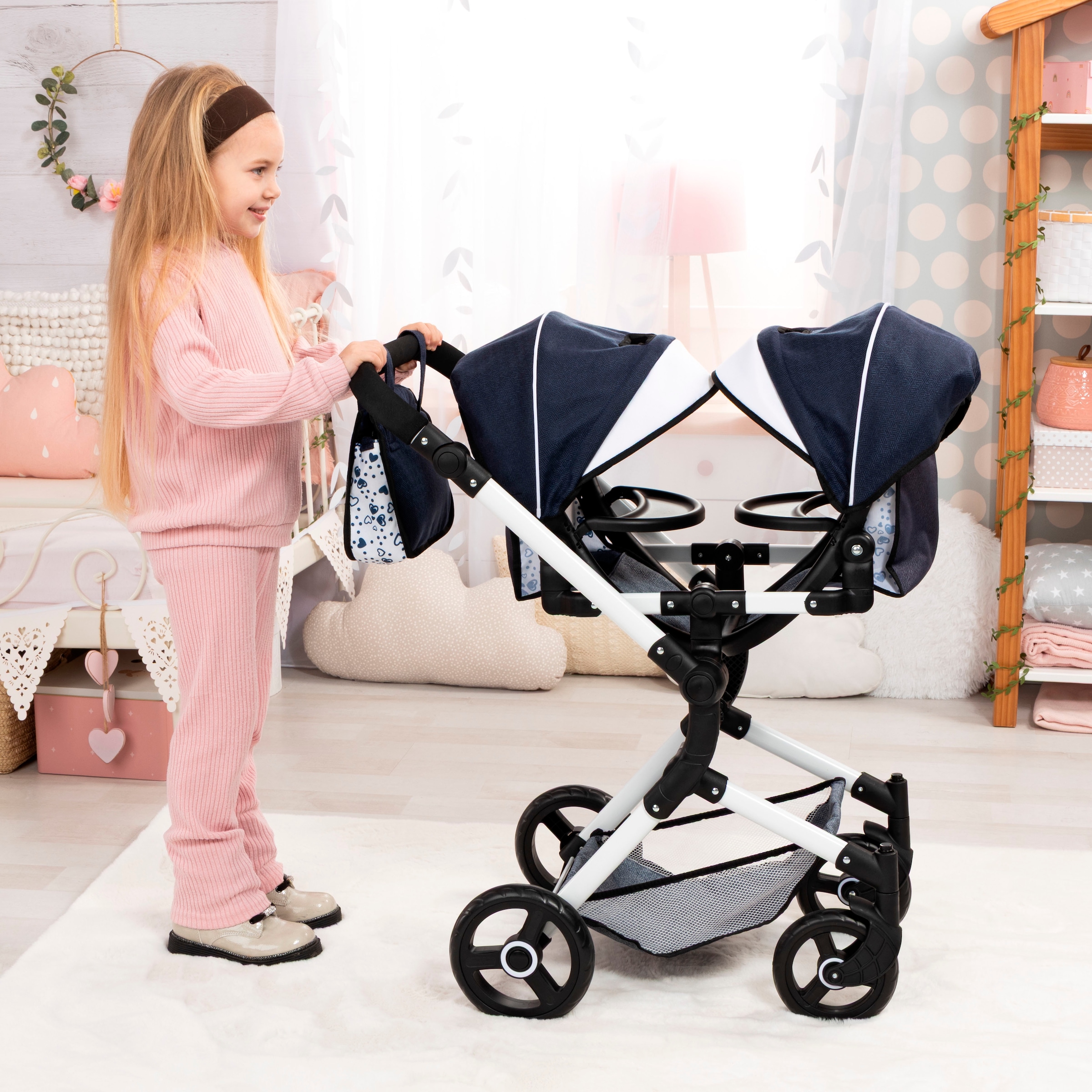 Bayer Puppen-Zwillingsbuggy »Twin Neo« mit Wickeltasche