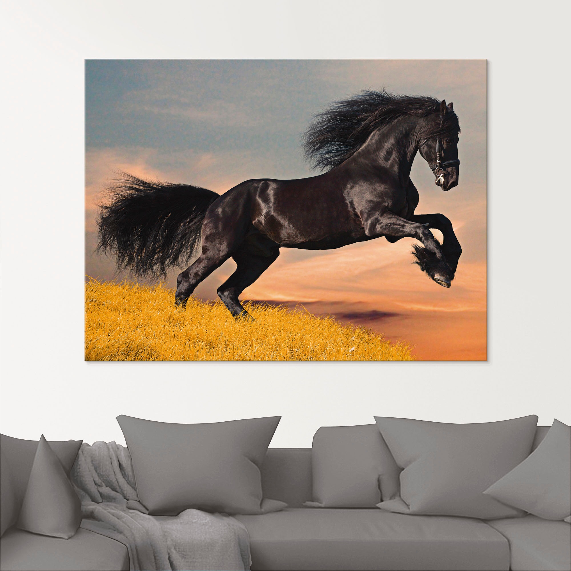 Artland Glasbild »Friesischer Hengstgalopp«, Haustiere, (1 St.), in verschiedenen Größen