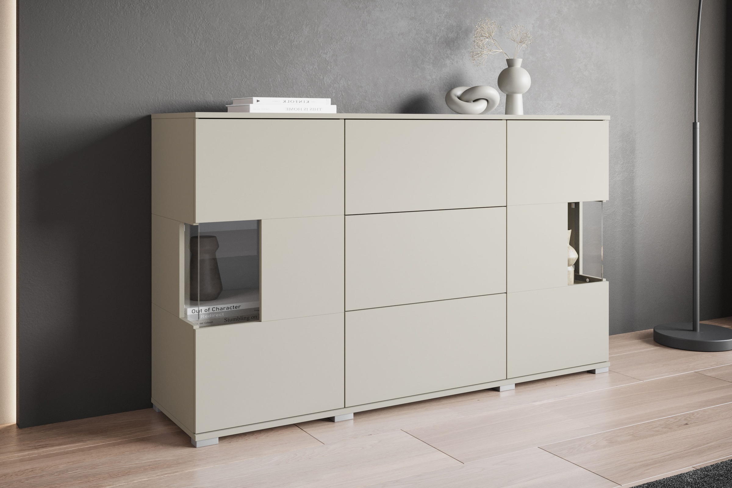INOSIGN Sideboard »Kenia«, (1 St.), Sideboard mit 3 Schubladen, 6 Fächern, Glastüren, Breite 150 cm