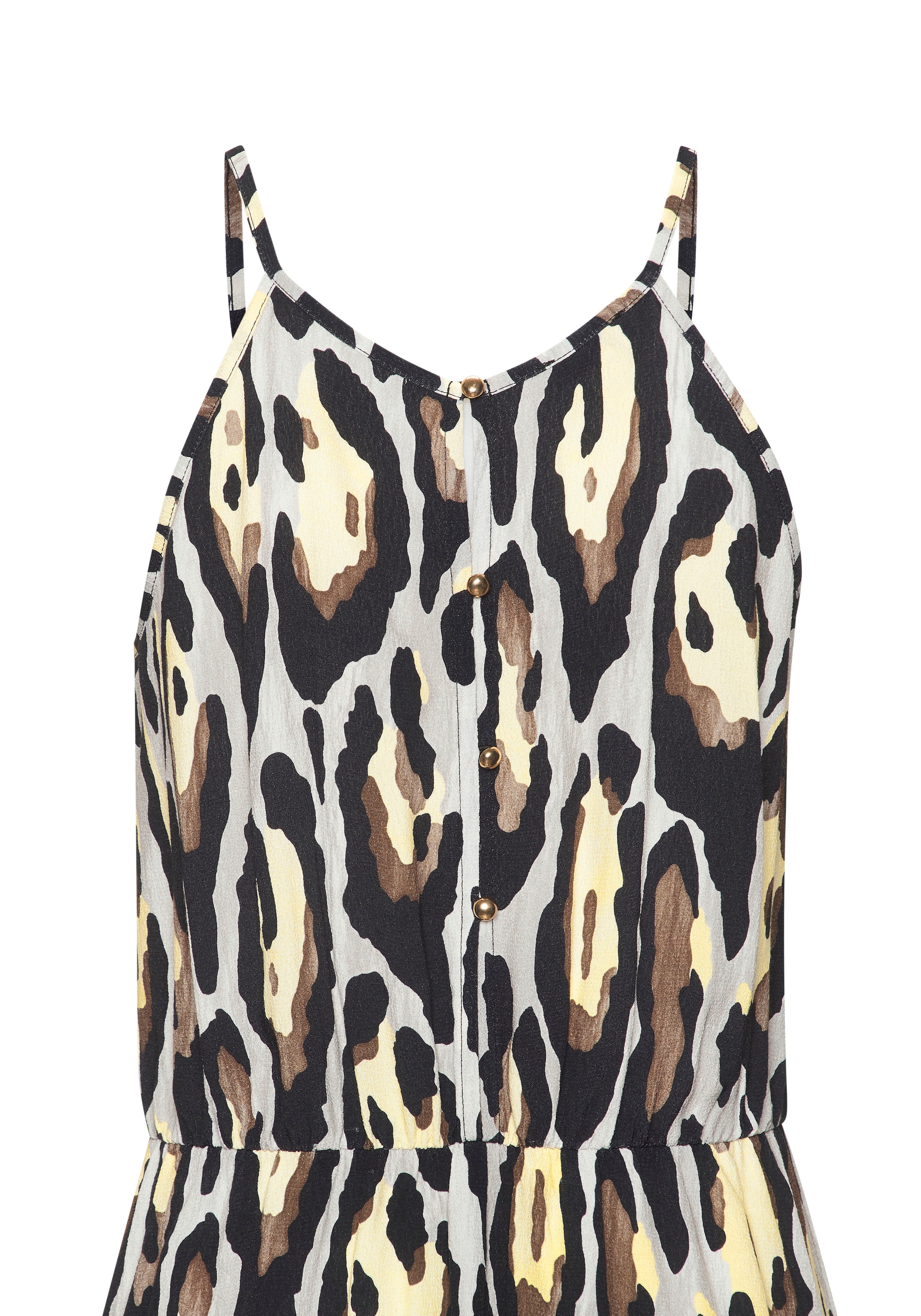LASCANA Maxikleid »mit Alloverprint und Knopfleiste hinten, aus gewebter Viskose« luftiges Sommerkleid, elegantes Webkleid, casual
