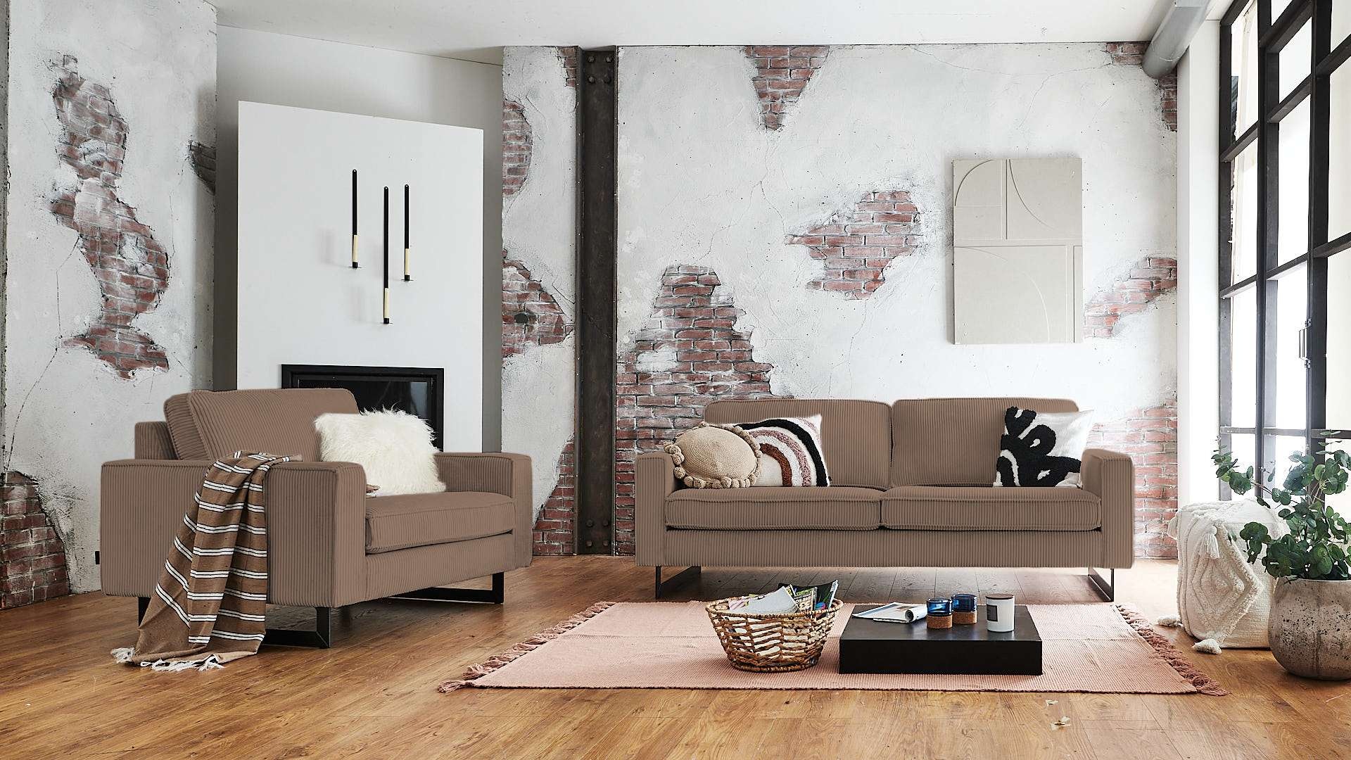 Places of Style Loveseat »Pinto«, mit Keder, Metallfüßen und auch in Cord Bezug erhältlich