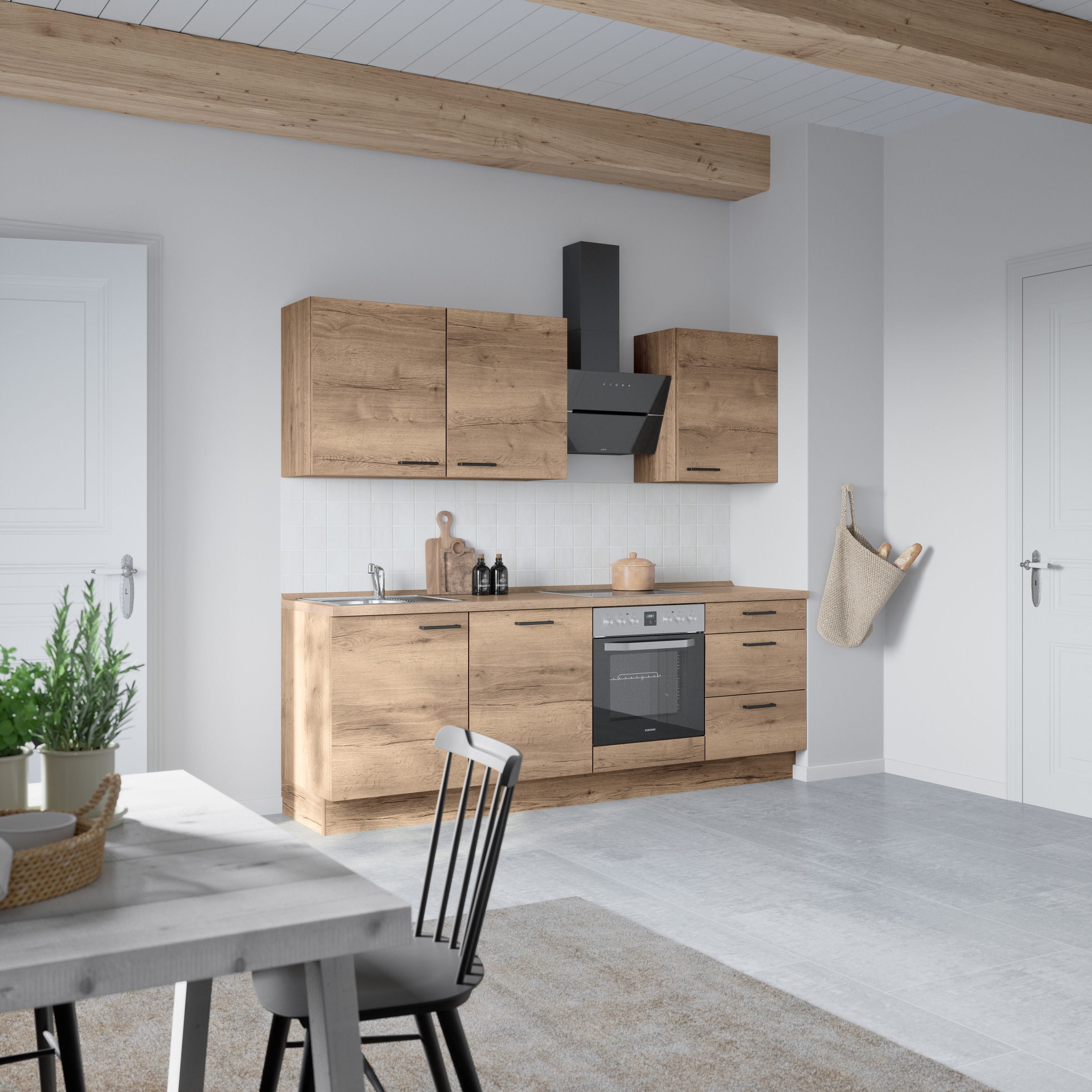 nobilia® Küchenzeile »"Structura II"«, vormontiert, Ausrichtung wählbar, Breite 240 cm, wahlw. mit E-Geräten