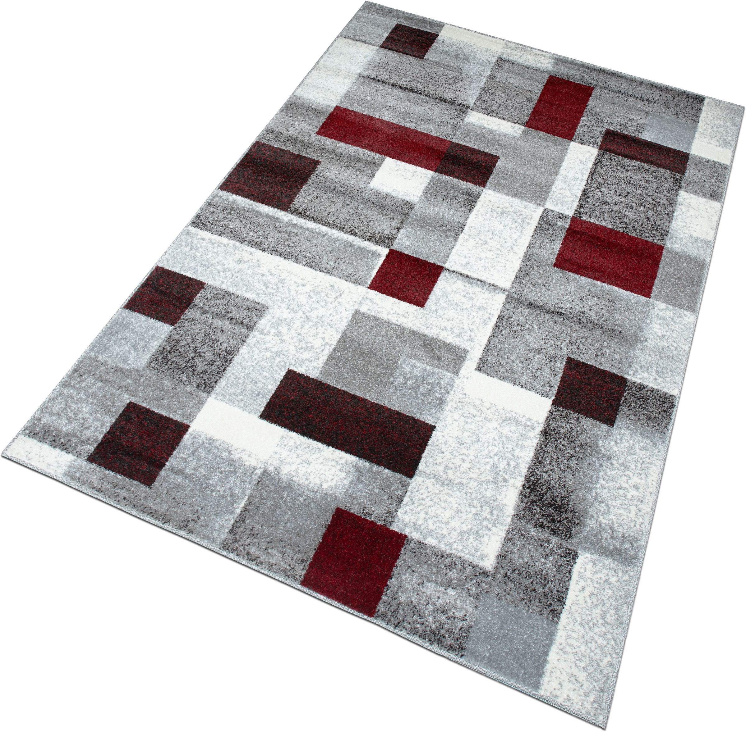 OTTO home Teppich »Corine« rechteckig 9 mm Höhe mit besonders weichem Flor, Kurzflor, modernes Karo-Design,