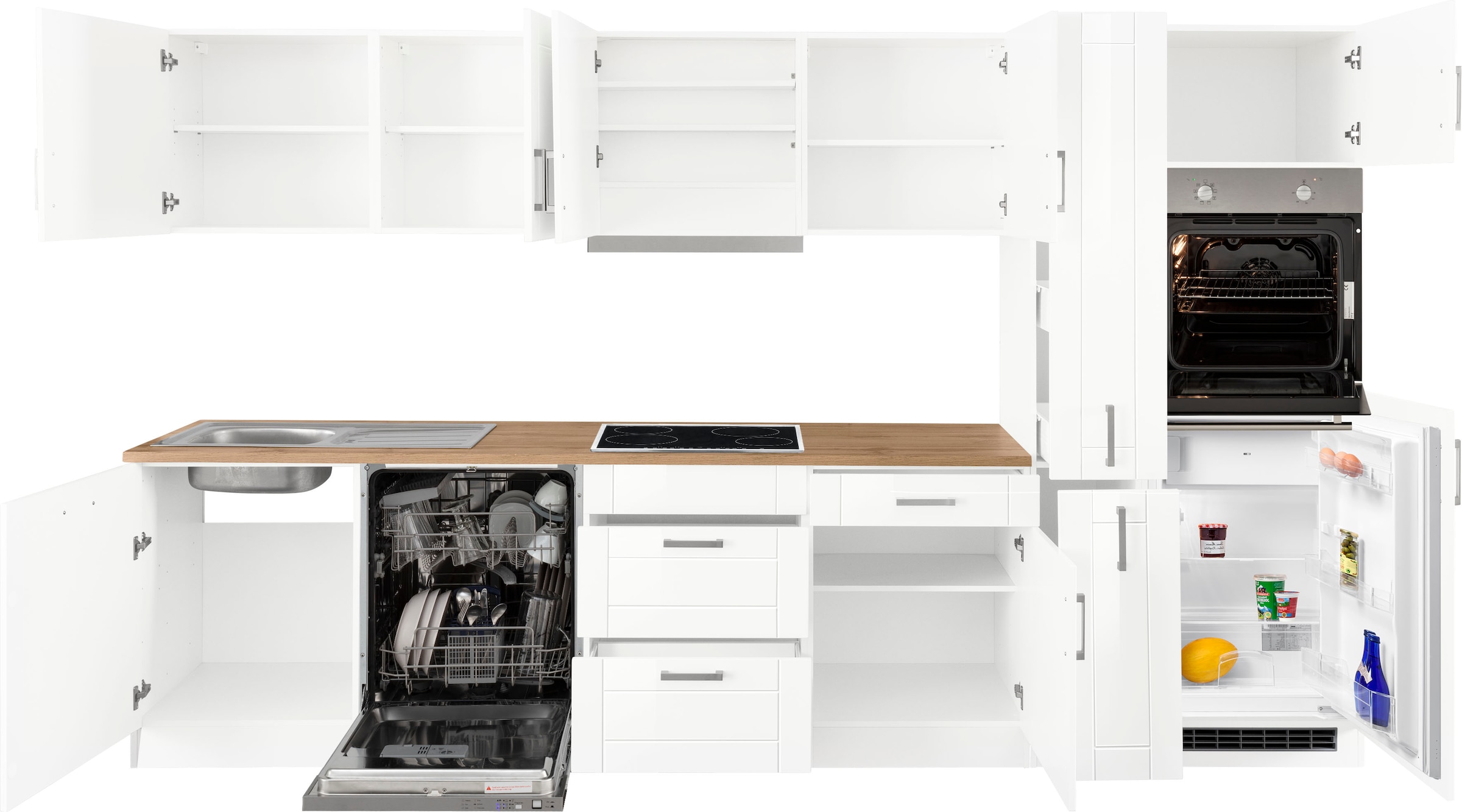 KOCHSTATION Küchenzeile »KS-Tinnum«, mit E-Geräten, Breite 330 cm