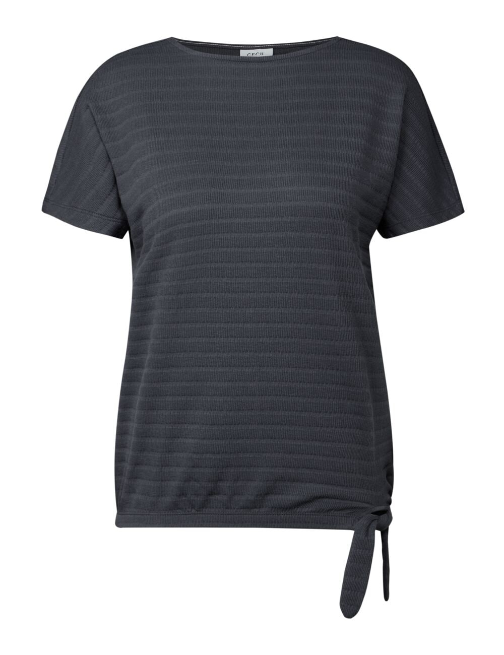 Cecil T-Shirt in Smok-Optik und mit Knoten-Detail