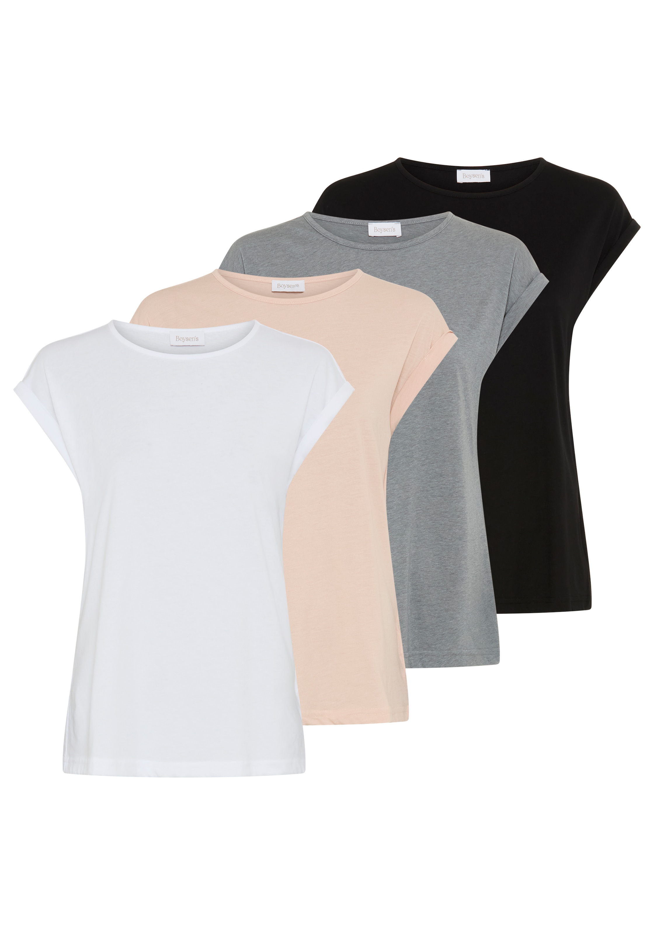 Boysen's T-Shirt Packung,  figurumspielende Passform, Rundhalsausschnitt