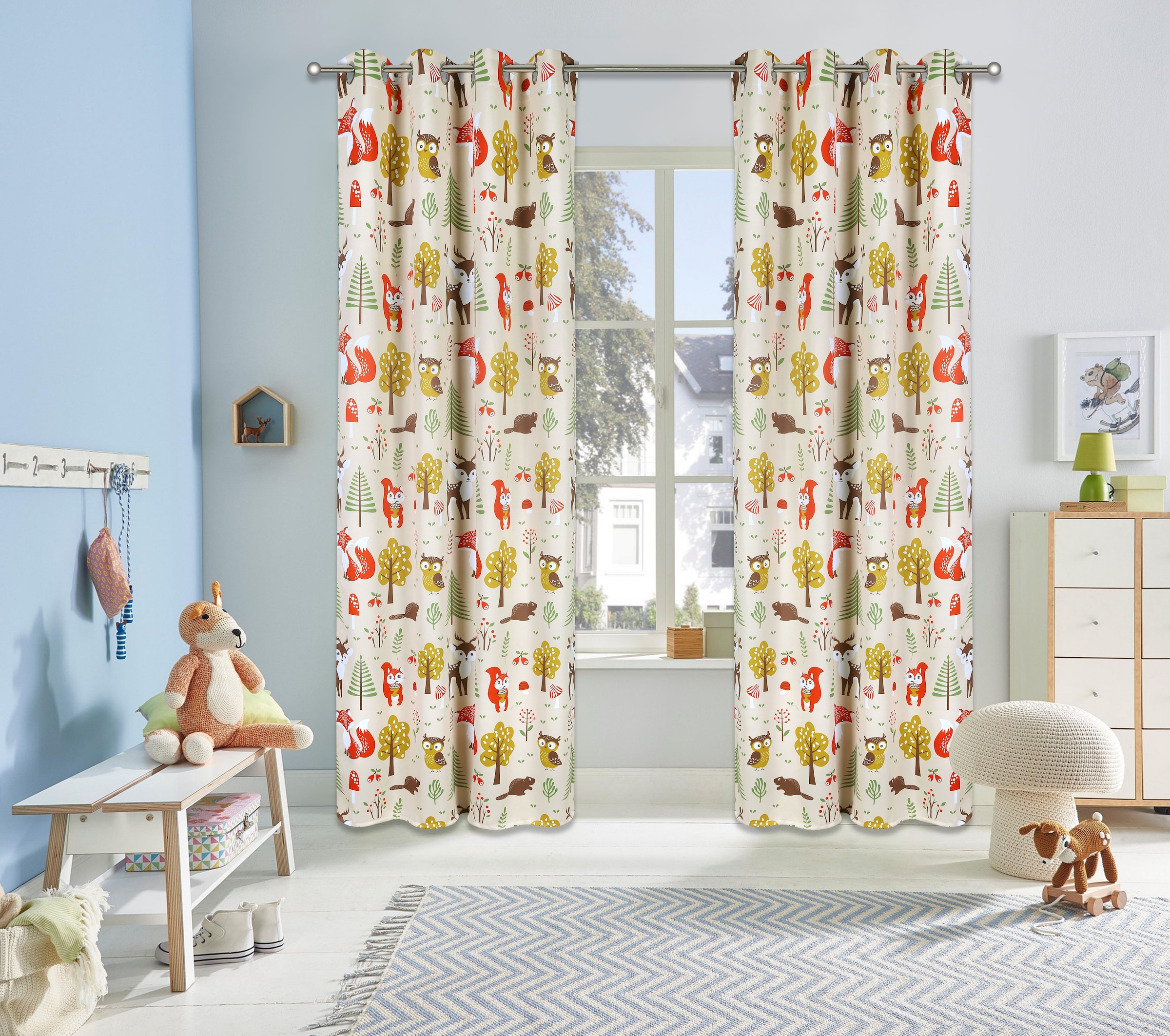 my home Verdunkelungsvorhang »Waldtiere« Ösen 1 Stk. tlg. bedruckte Kinderg günstig online kaufen