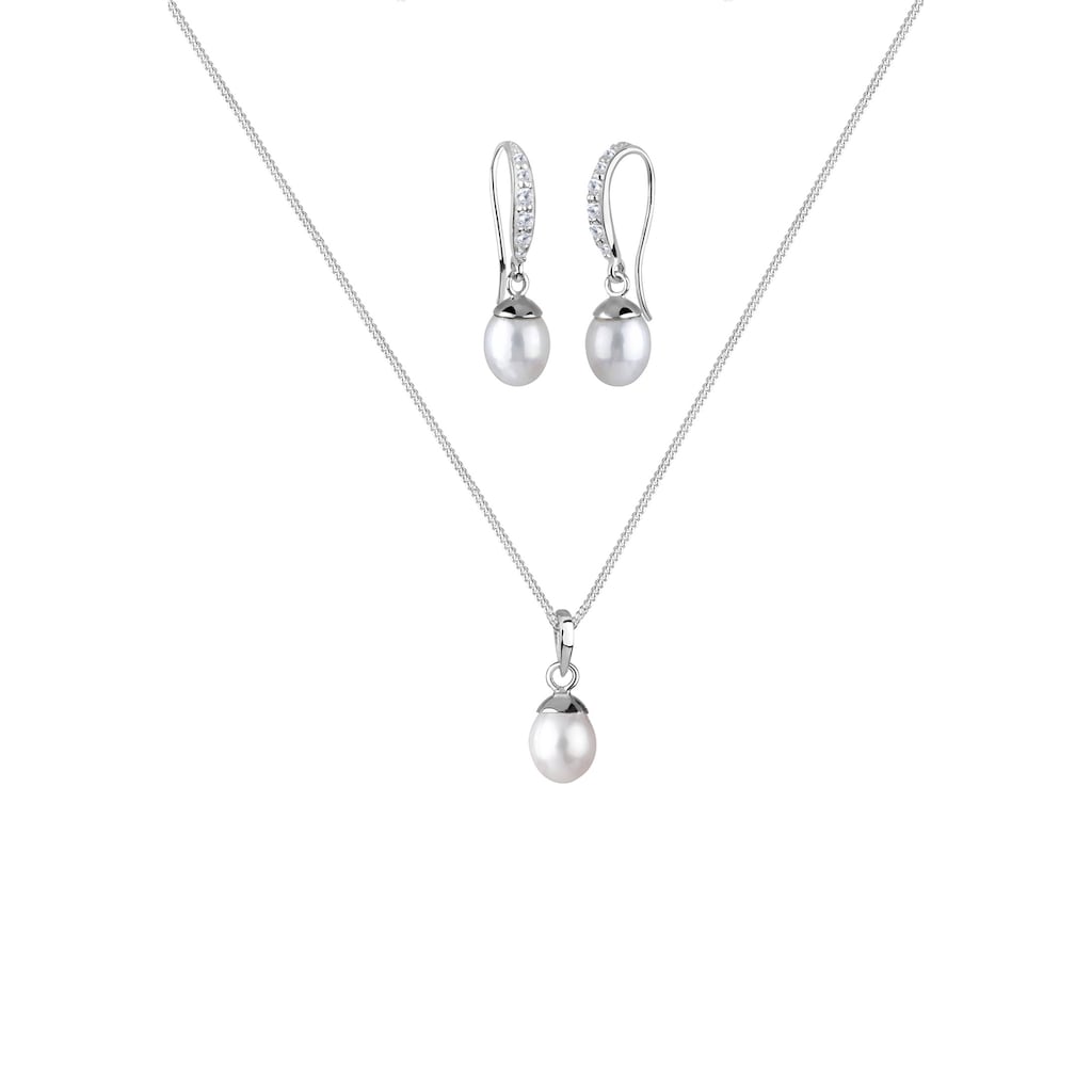 Elli Schmuckset »Perle Zirkonia 925 Sterling Silber«