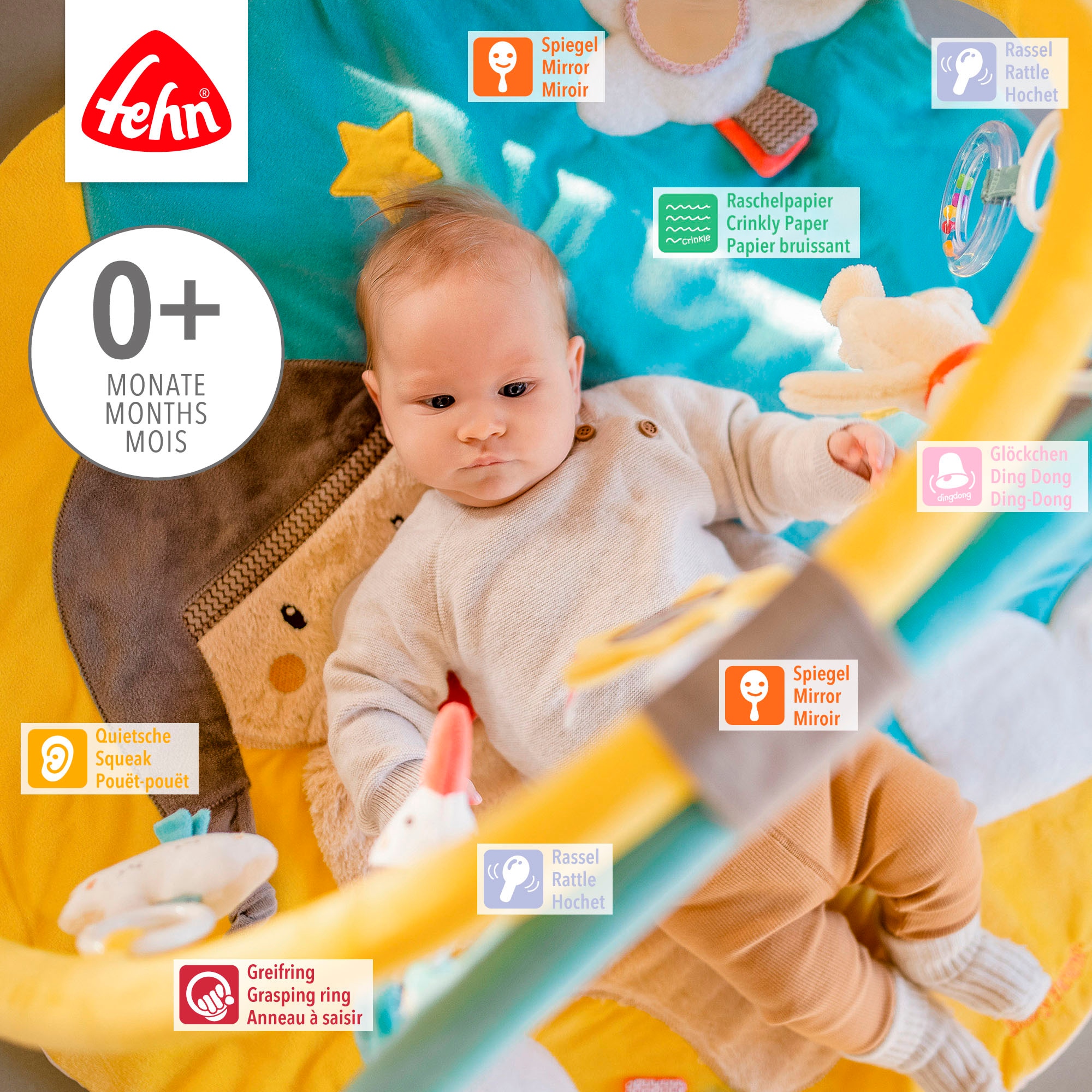 Fehn Spielbogen »Bruno, 3-D-Activity-Decke«, mit Krabbeldecke