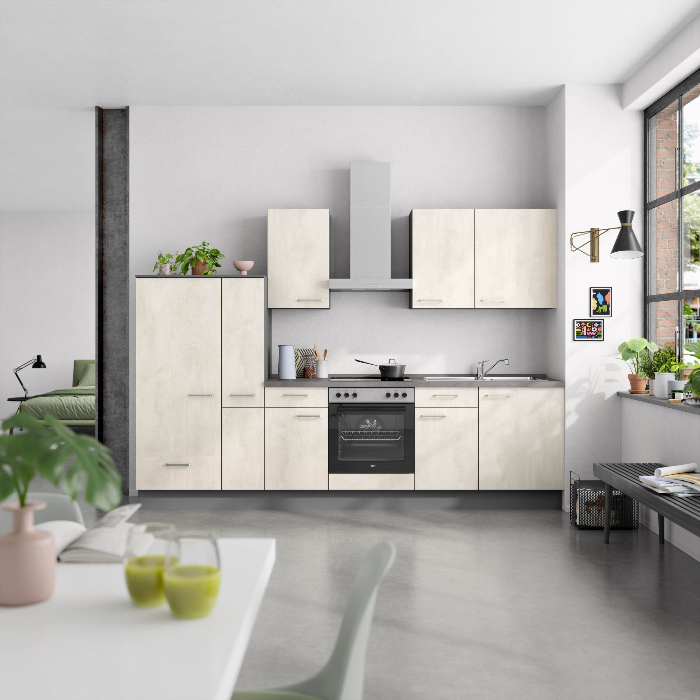 nobilia® Küchenzeile »"Riva I"« vormontiert, Ausrichtung wählbar, Breite 300 cm, wahlw. mit E-Geräten