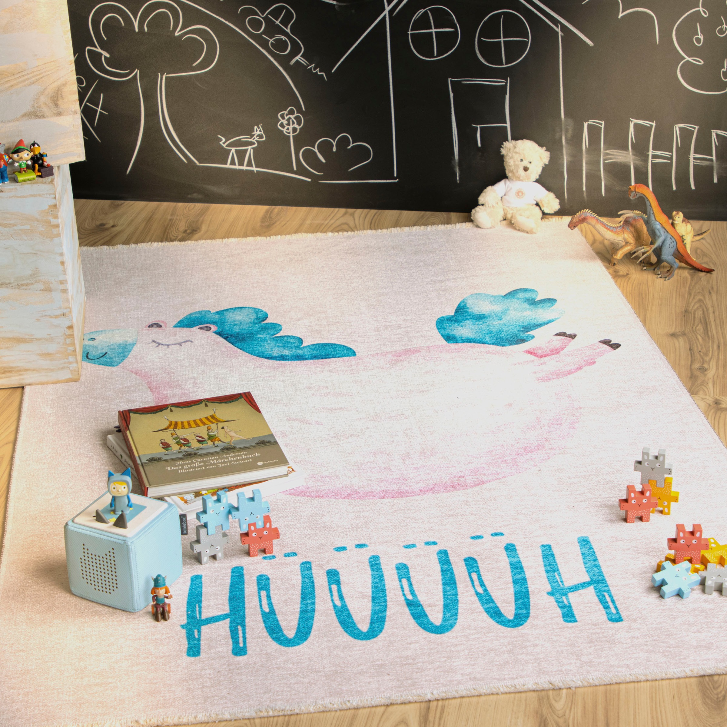 Obsession Kinderteppich »My Greta 615«, rechteckig, 6 mm Höhe, Kurzflor, Motiv Einhorn, mit Fransen, Kinderzimmer