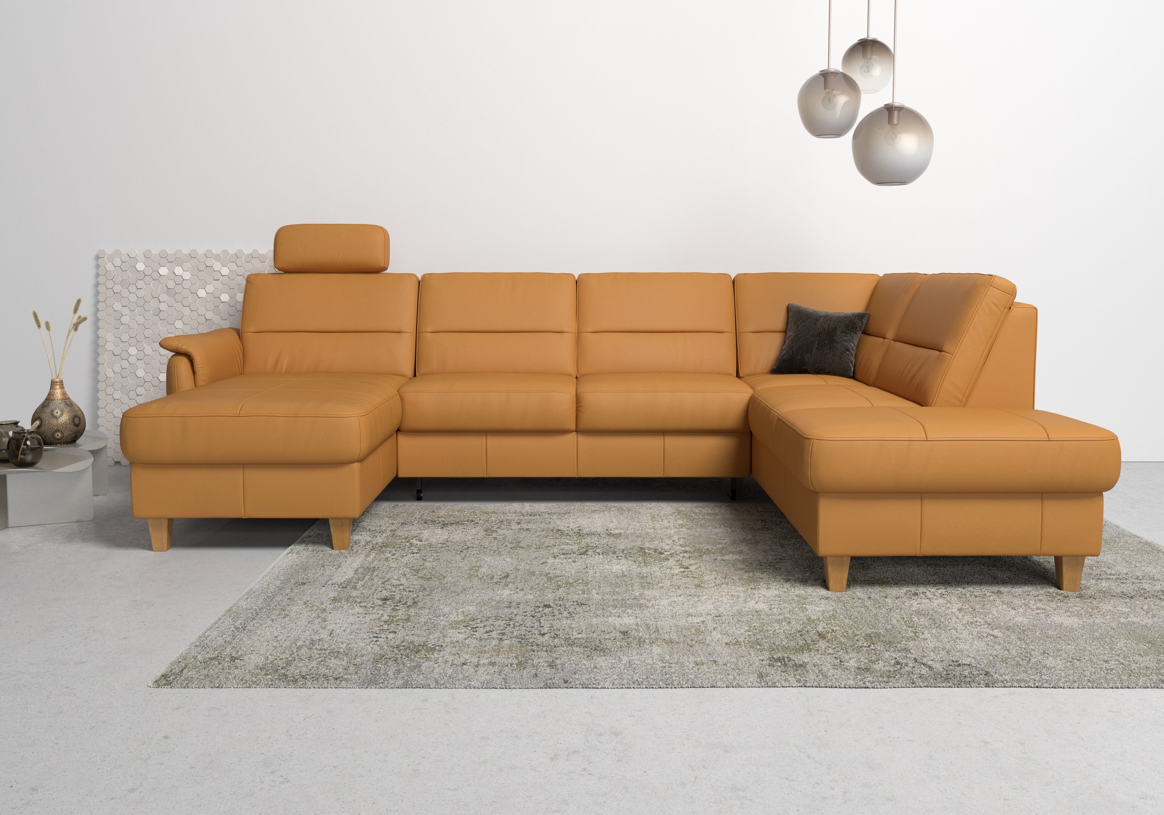 Home affaire Wohnlandschaft »Palmera U-Form«, Federkern, wahlweise mit Bettfunktion und mit/ohne Stauraum