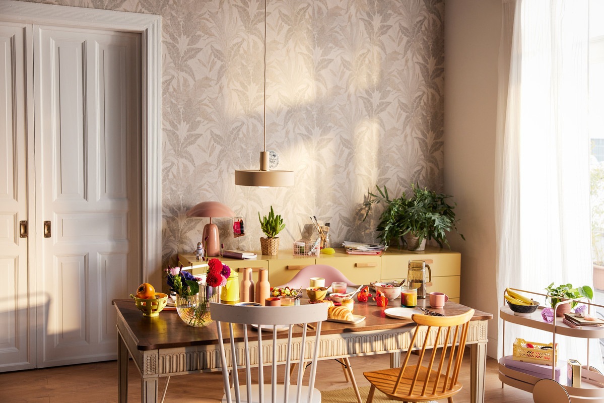 living walls Vliestapete »Stories of Life florale Tapete mit Blättern Beige Gold«, floral-botanisch-Wald, Metallictapete für Wohnzimmer und Schlafzimmer Tapeten Wohnzimmer Flur