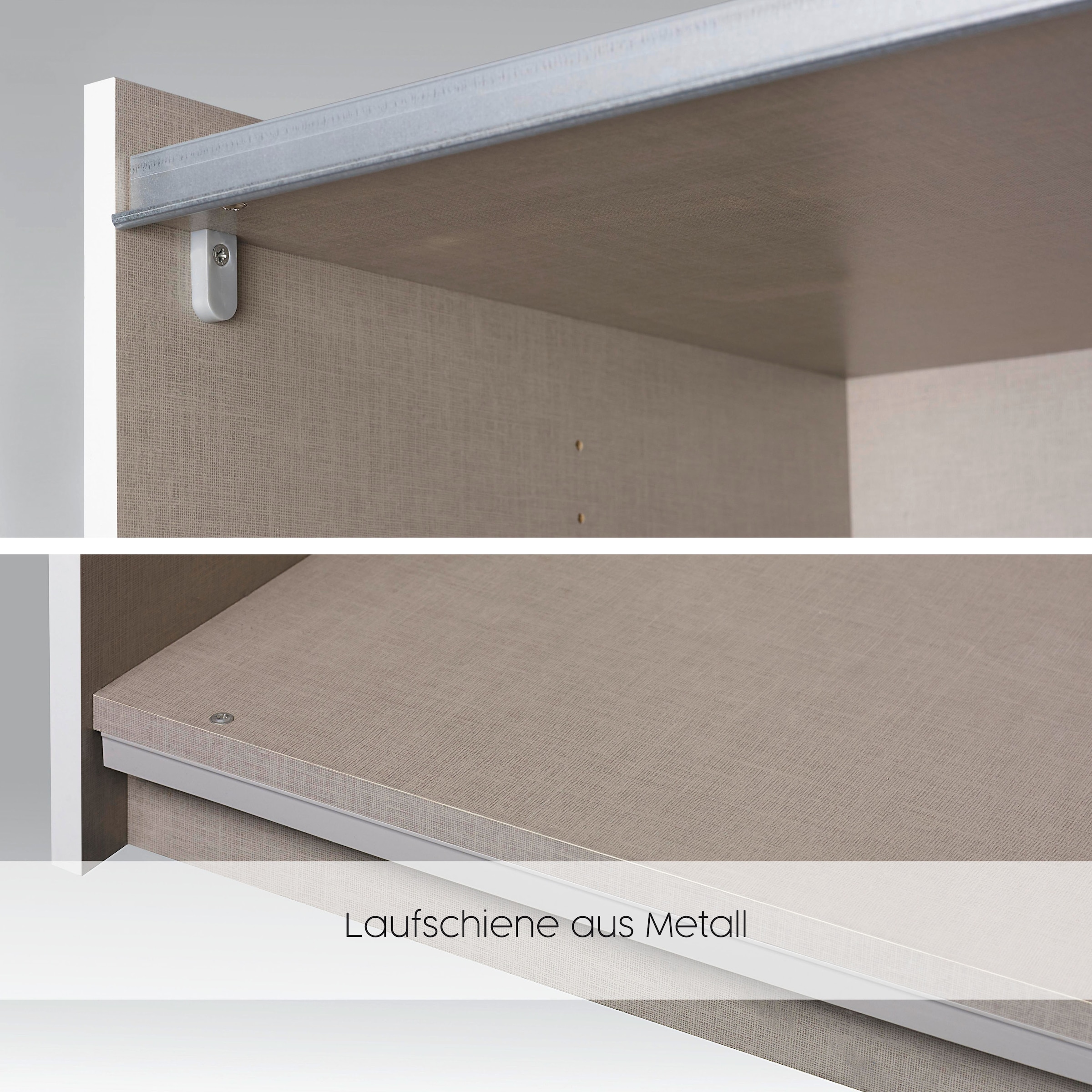 rauch Schwebetürenschrank »Kleiderschrank Schrank Garderobe TOPSELLER ASTANA OTTO´s CHOICE« 3 Ausstattungen BASIC/CLASSIC/PREMIUM, Breiten 175/218/261 cm,  inkl. 2 Stoffboxen sowie Metallgriffleisten TOPSELLER MADE IN GERMANY