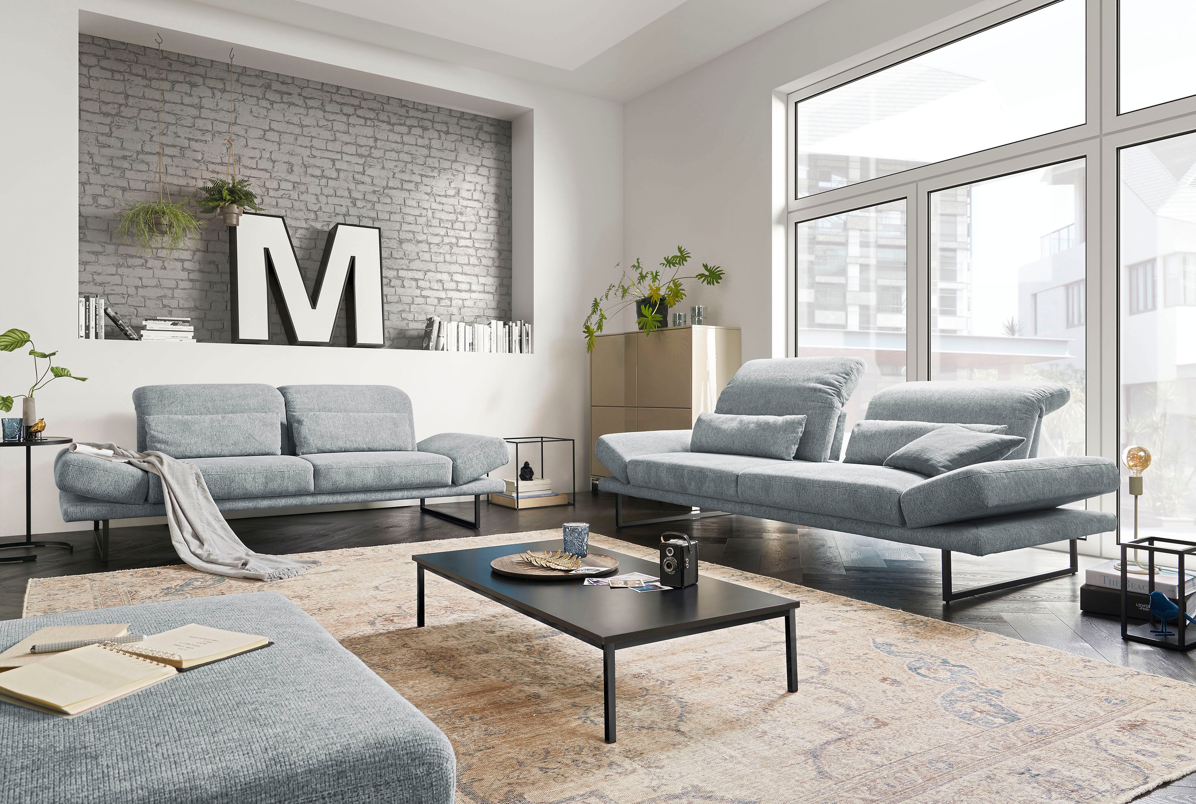 3C Candy 2-Sitzer »Mallow Designsofa mit Komfortfunktionen, modern und bequem,«, Verstellbare Armlehne und Kopfteil, manuelle Sitztiefenverstellung