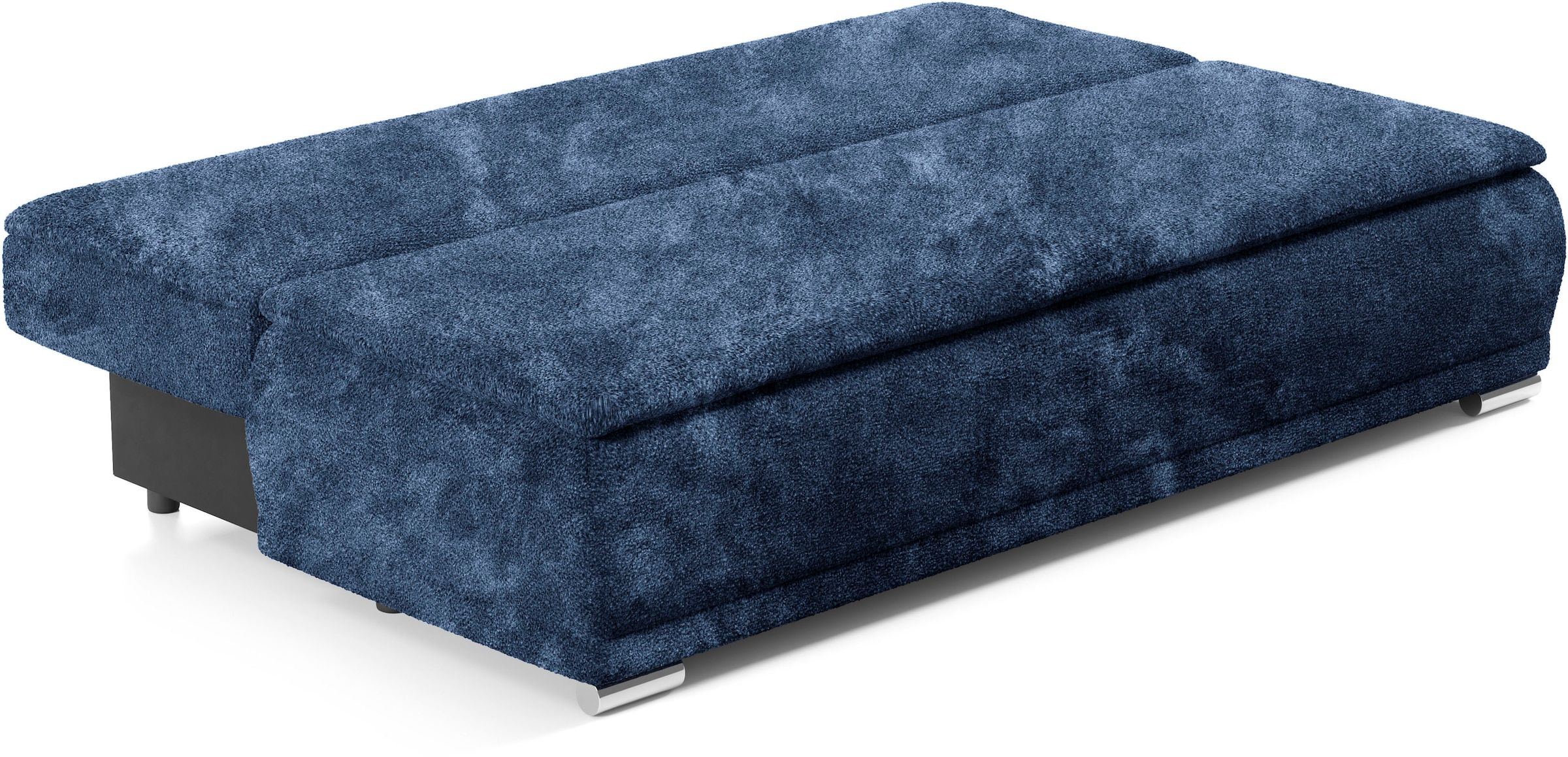 WERK2 Schlafsofa »Biggi, komfortabel & elegant, Schlaffunktion, Bettkasten, Breite 260cm«, inkl. losen Kissen, Bouclé APHRODITE, Nachtblau