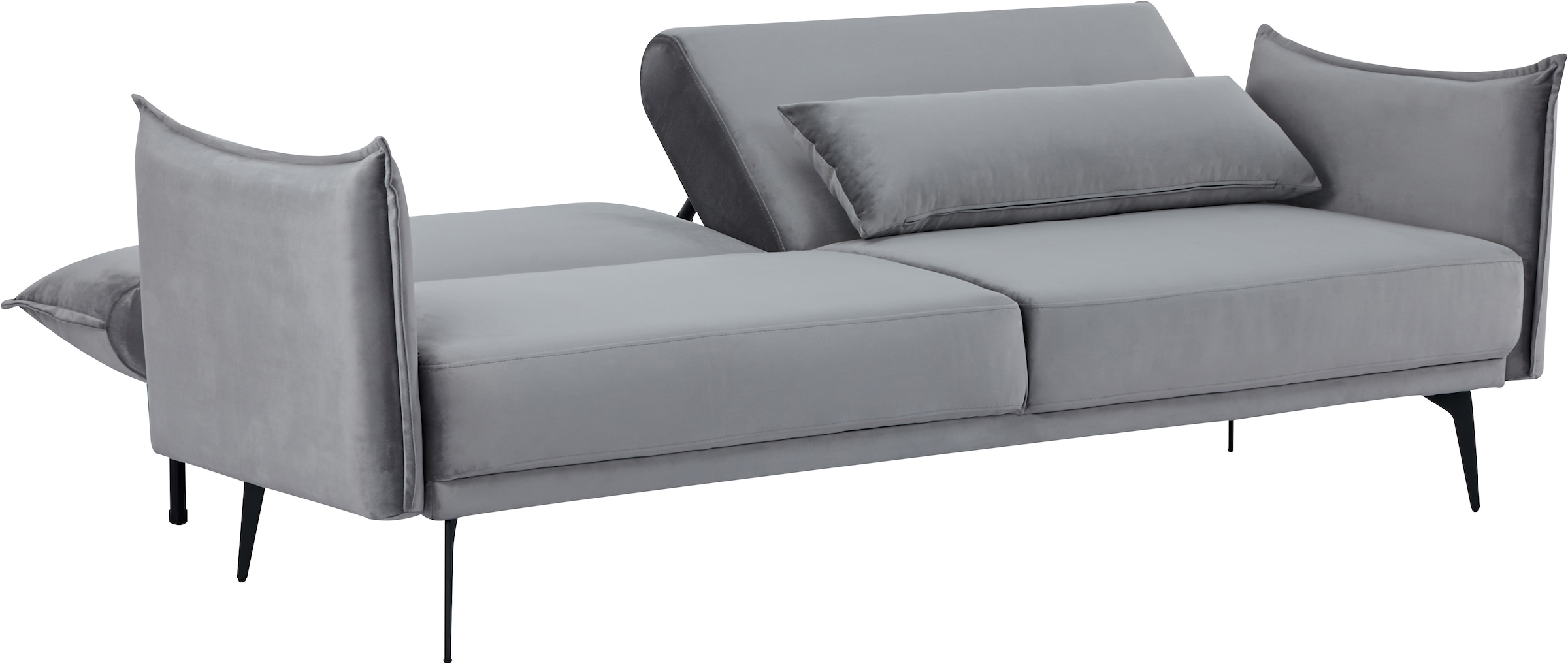 INOSIGN Schlafsofa »TULARE, 204 cm, klappbarer 3-Sitzer mit verstellbarer Rückenlehne,«, Schlaffunktion, Velvet-Samtvelours u. Webstoff
