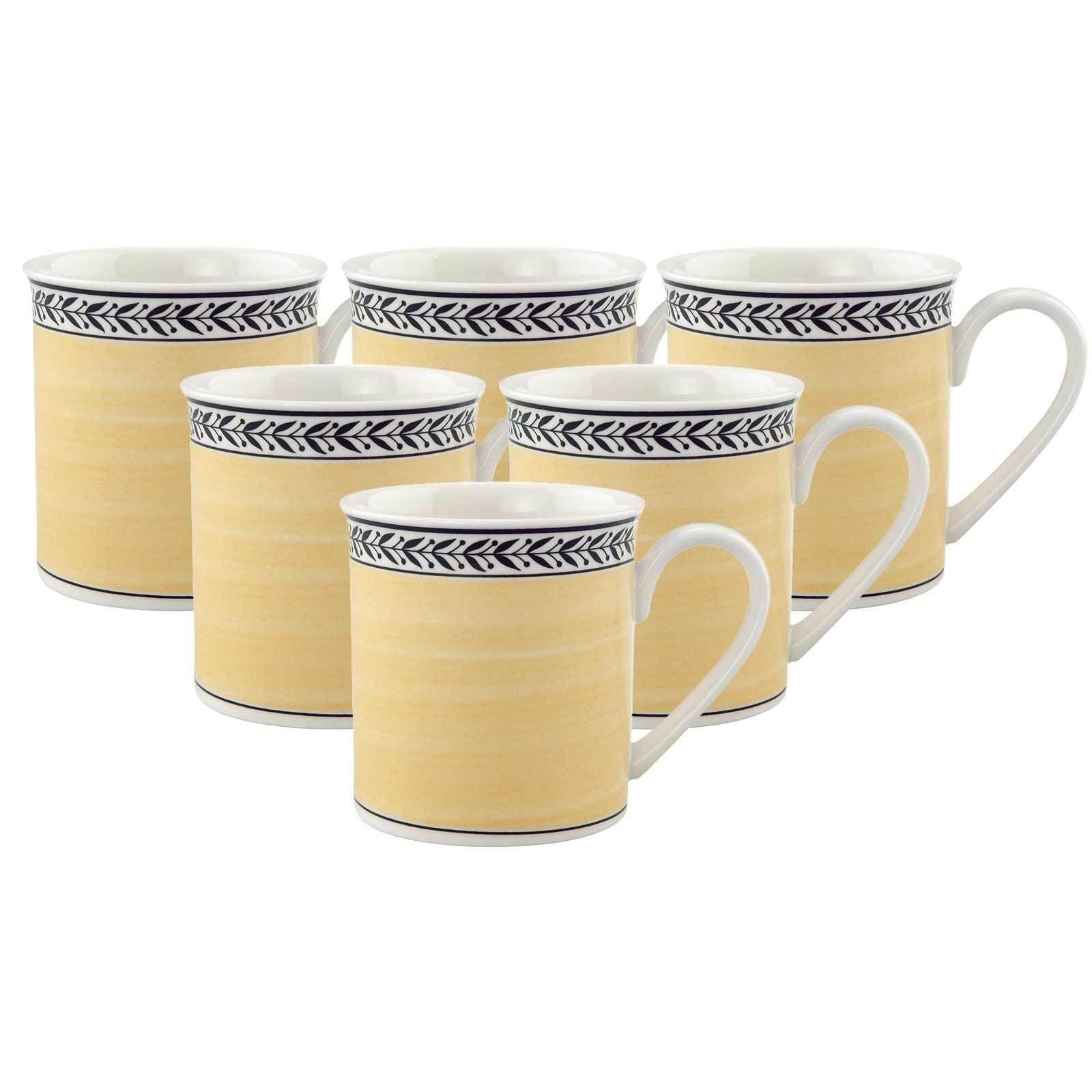 Villeroy & Boch Becher »Kaffeebecher Audun Fleur 300 ml 6er Set weiß-grau-g günstig online kaufen