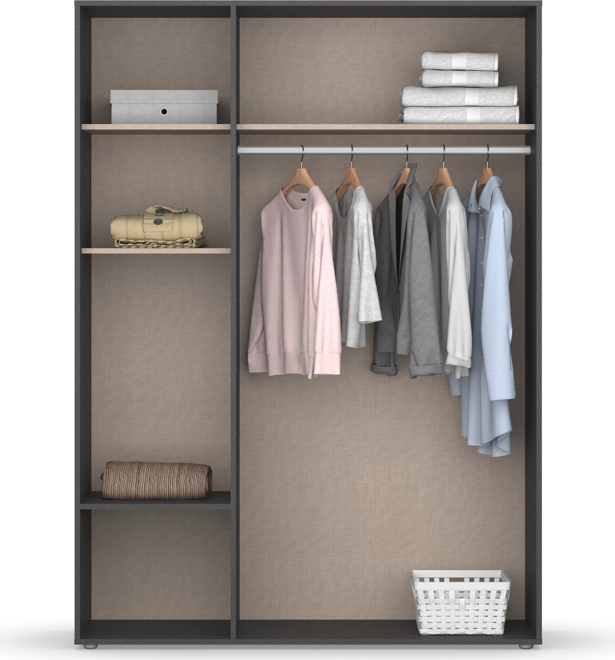 rauch Drehtürenschrank »Kleiderschrank Schrank Garderobe Wäscheschrank NABILA viel Stauraum«, (in 3 verschiedenen Ausstattungen BASIC/CLASSIC/PREMIUM), mit 2 Schubladen und Push-to-Open Funktion TOPSELLER MADE IN GERMANY