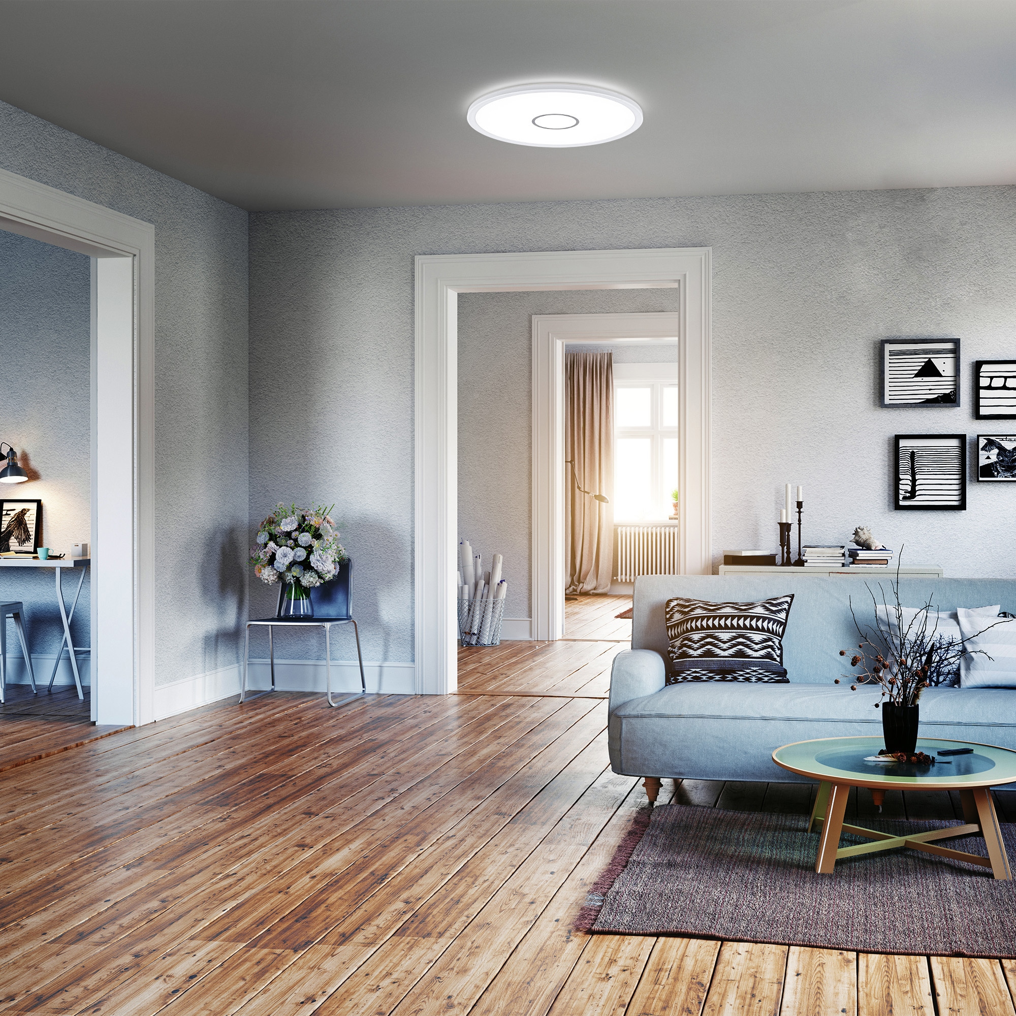 B.K.Licht ultraflache LED Deckenleuchte, weiß-silber, 18 Watt, 2.400 Lumen, 4.000 Kelvin, nicht dimmbar