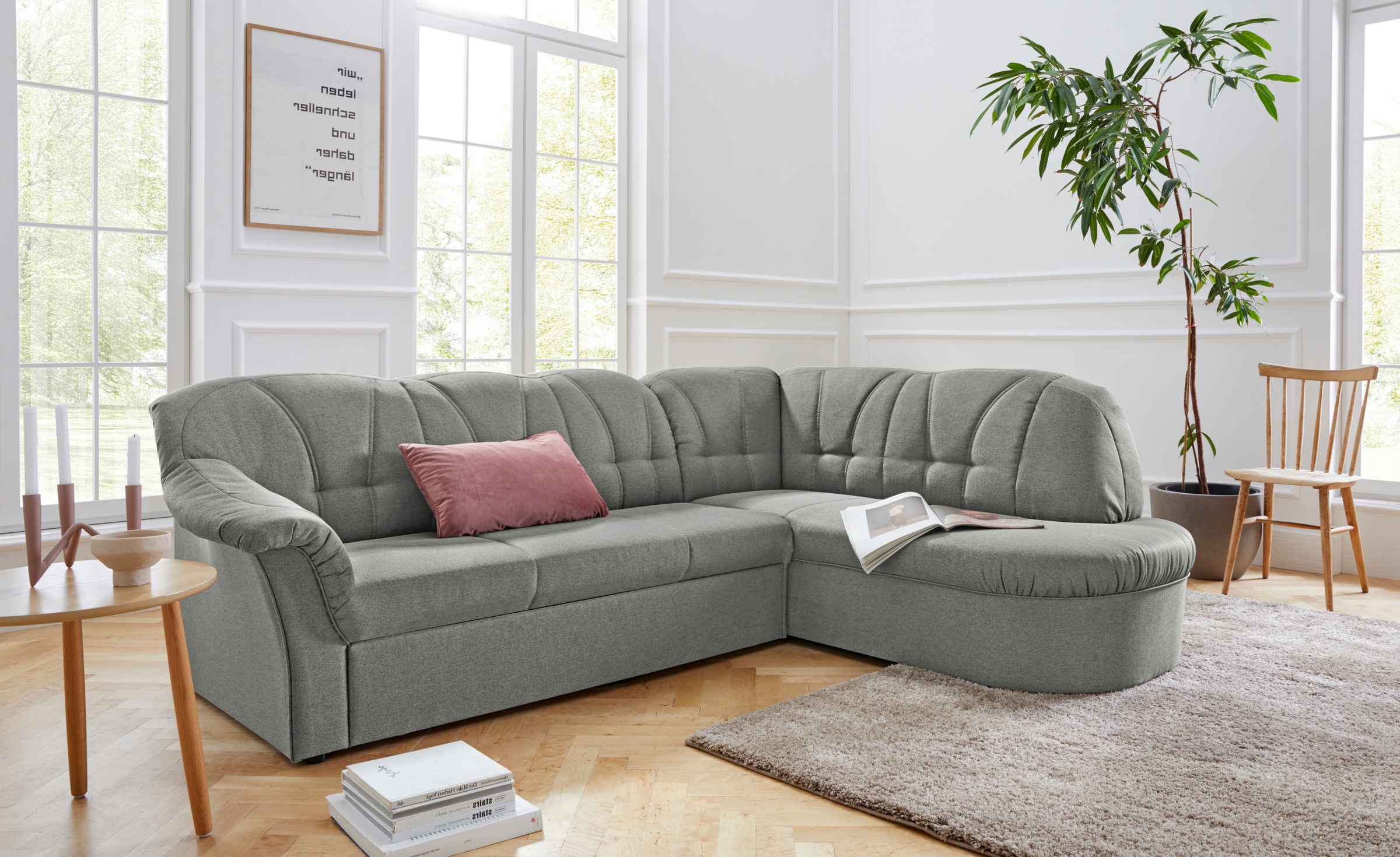 DOMO collection Ecksofa »Pegnitz, zeitlose und elegante Rückensteppung, Bre günstig online kaufen