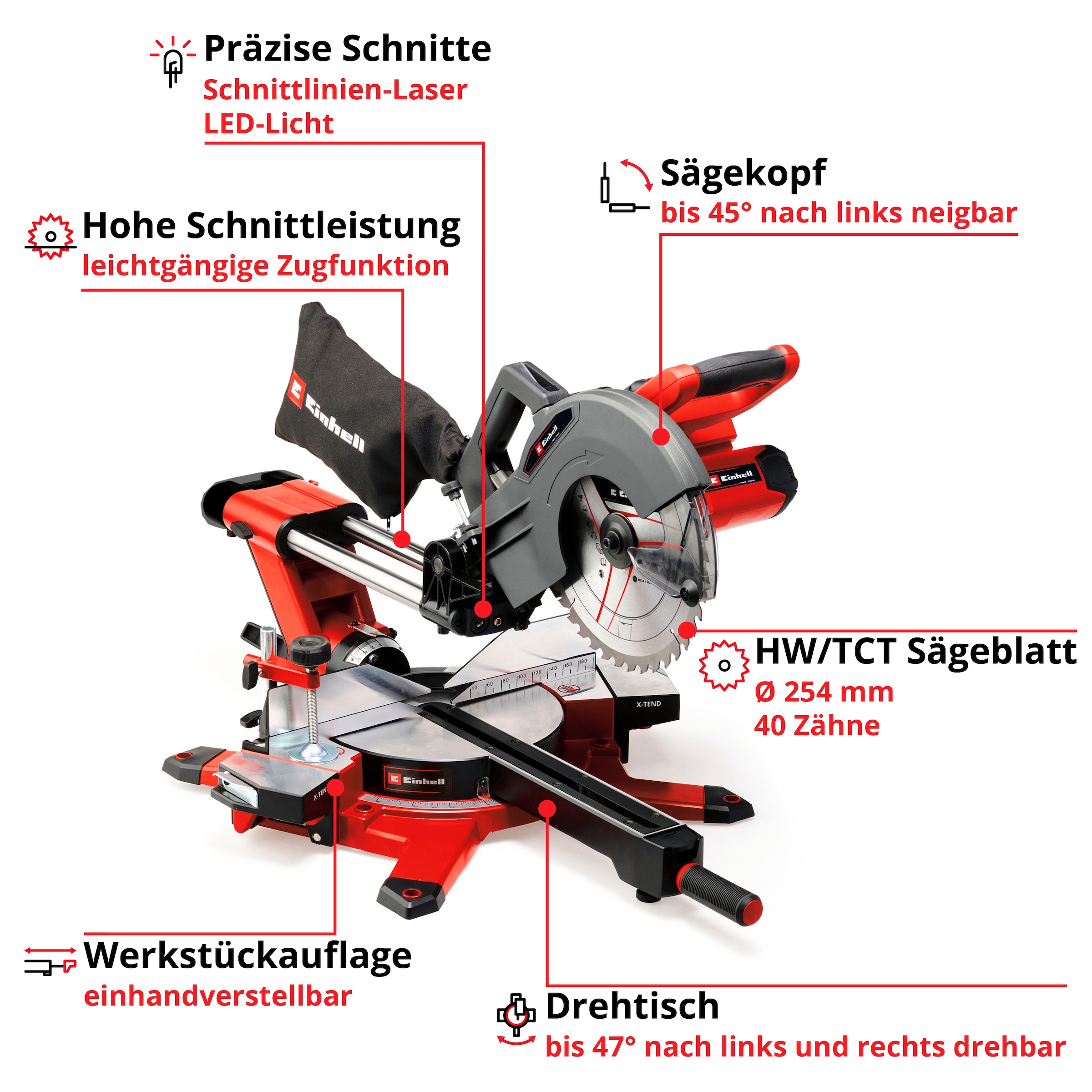 Einhell Kapp- und Gehrungssäge »TE-SM 36/10 L Li-Solo«, (Packung, 3 St.), Power X-Change, ohne Akku und Ladegerät