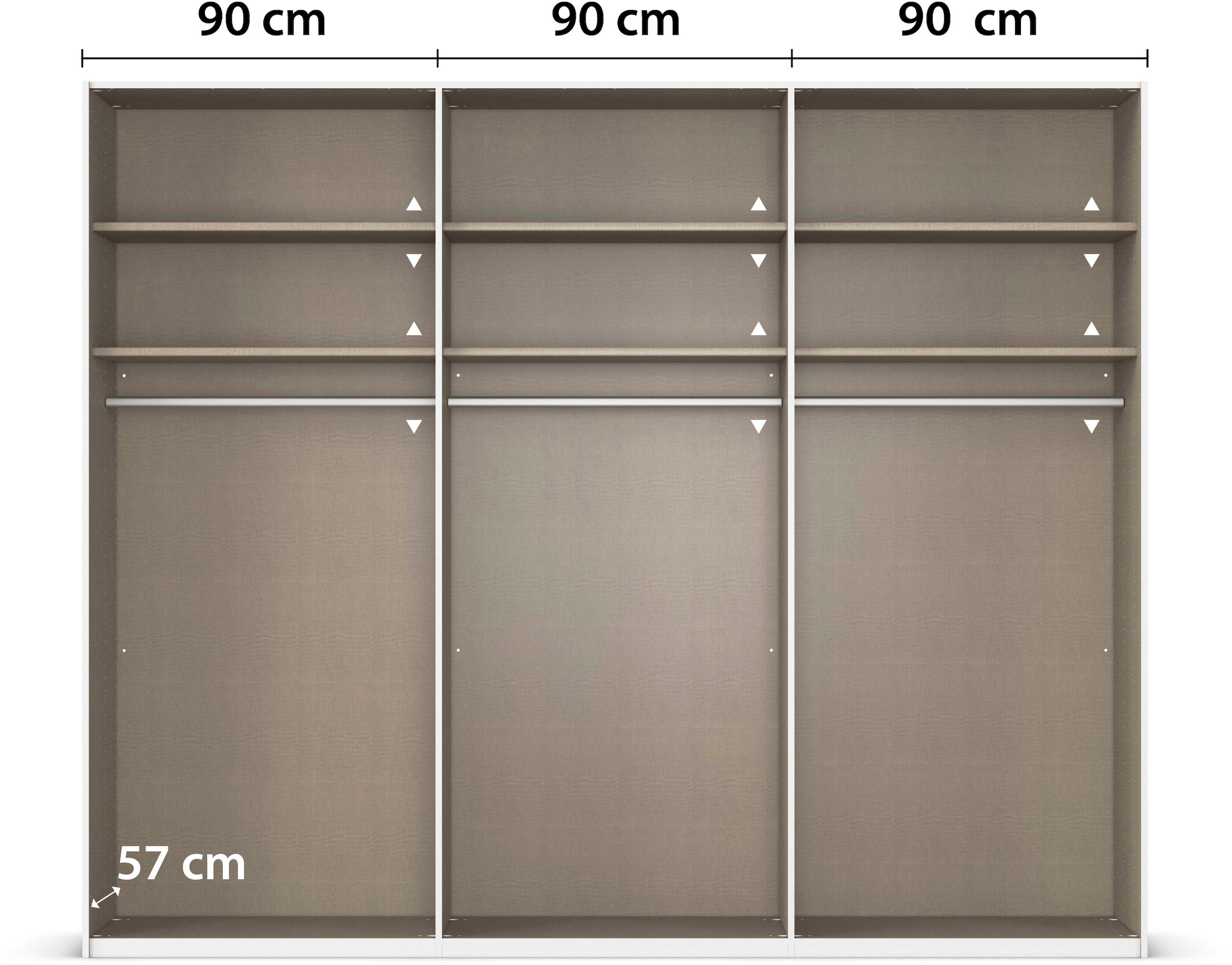 rauch Schwebetürenschrank »Kleiderschrank Schrank Garderobe Schlafzimmerschrank SCALE-DUO«, edle zweigeteilte Türen und 3 Zierleisten MADE IN GERMANY