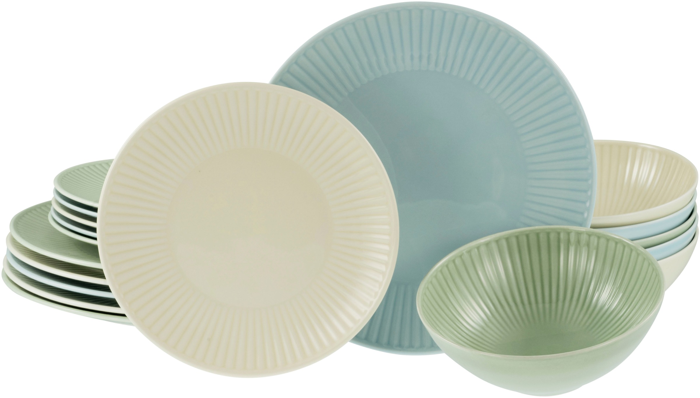 CreaTable Teller-Set »Valencia Pastell, Tellerset 18-tlg« Elegant, Boho Chi günstig online kaufen