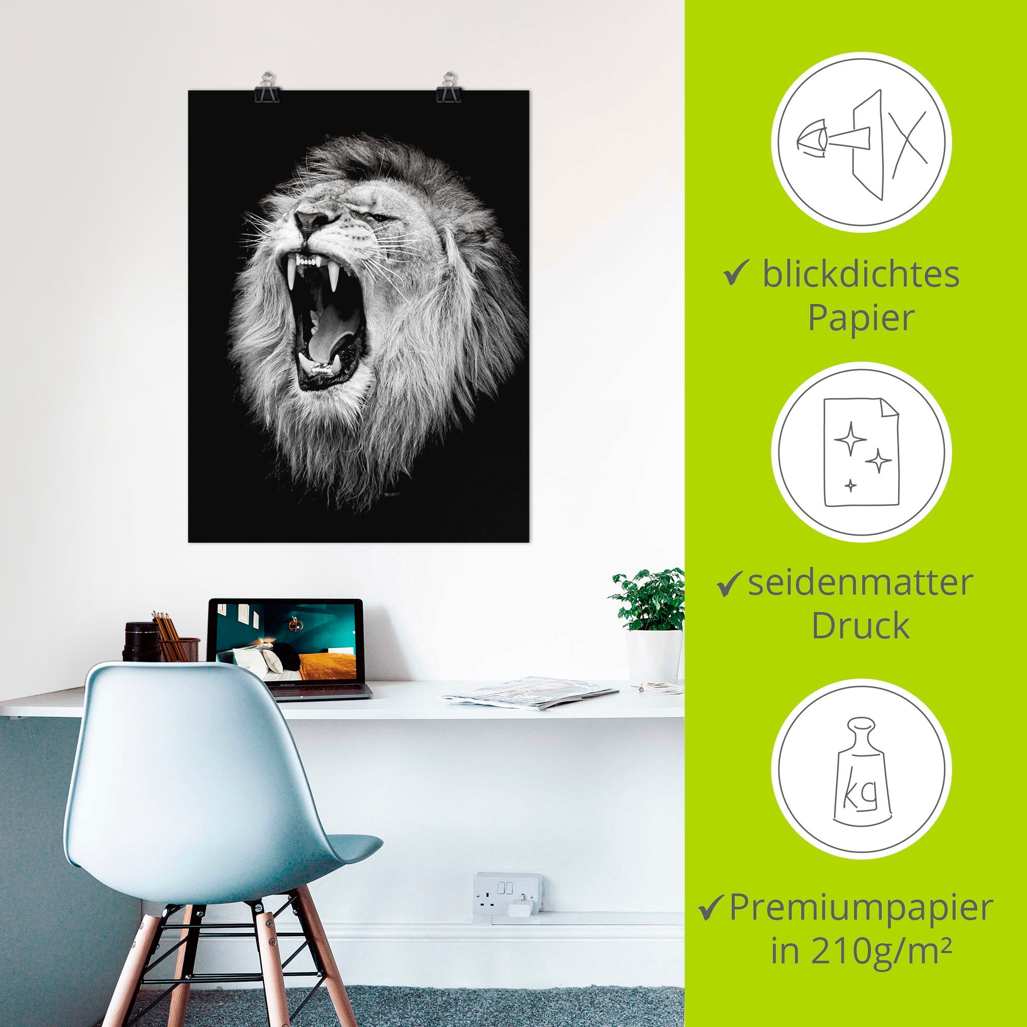Artland Wandbild »Der Löwe«, Wildtiere, (1 St.), als Alubild, Outdoorbild, Leinwandbild, Poster, Wandaufkleber