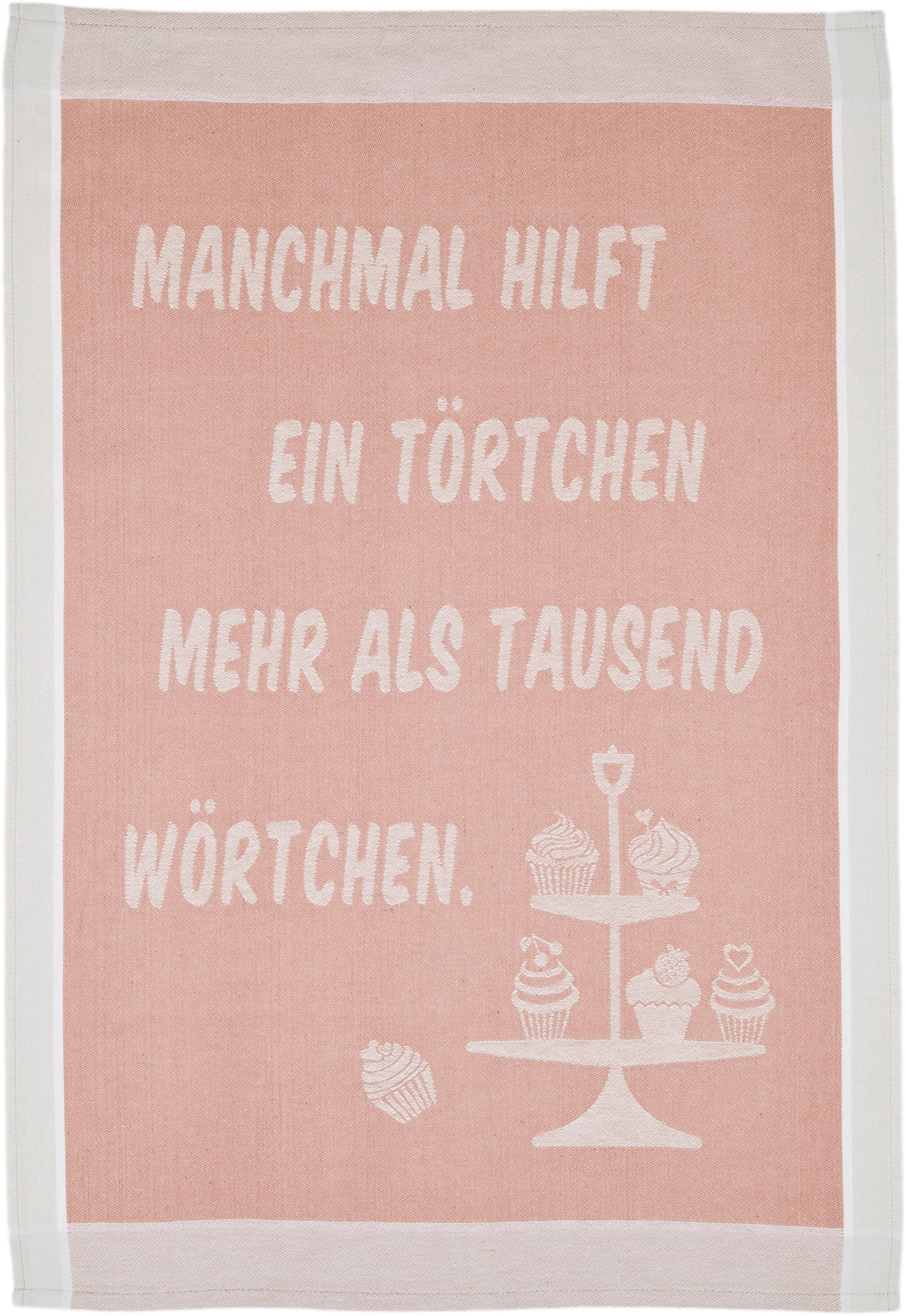 ROSS Geschirrtuch »Manchmal hilft ein Törtchen mehr als tausend Wörtchen«, günstig online kaufen